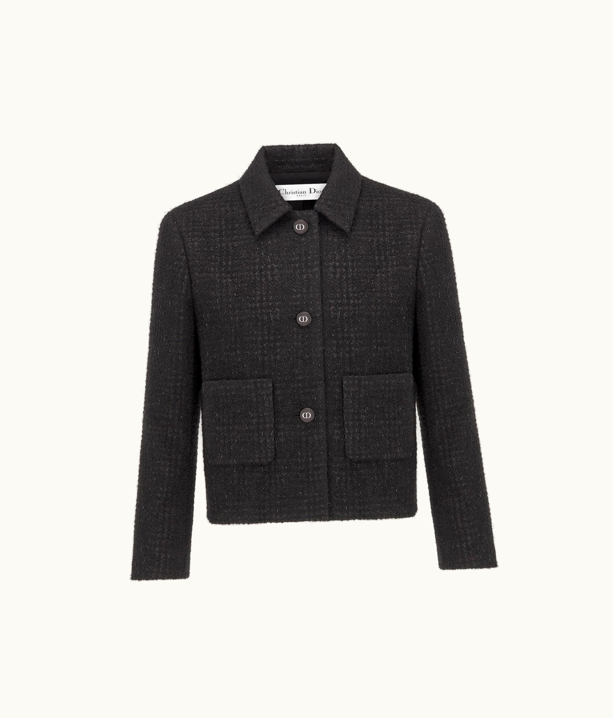 Dior Dior Cropped Jacket - Black Technical Wool Tweed With Prince Of Wales Motif