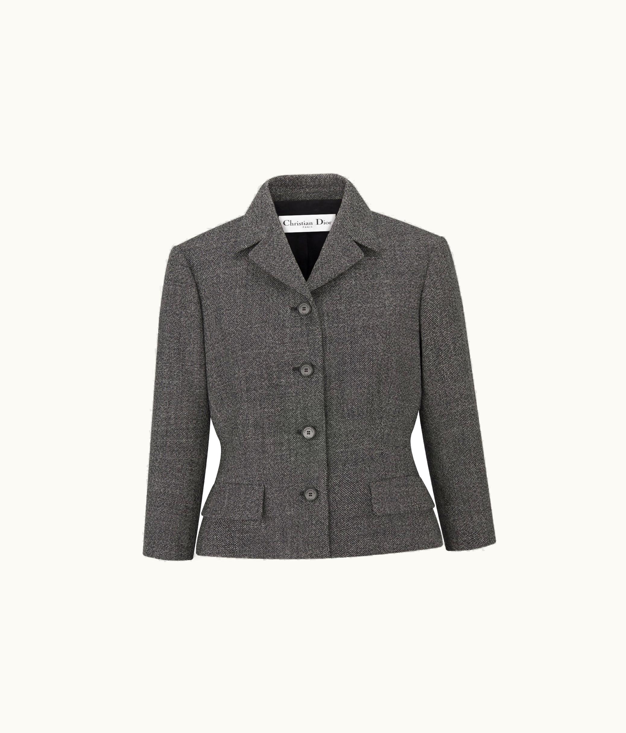 Dior Dior Fitted Jacket With Three-Quarter Sleeves - Gray Virgin Wool Tweed