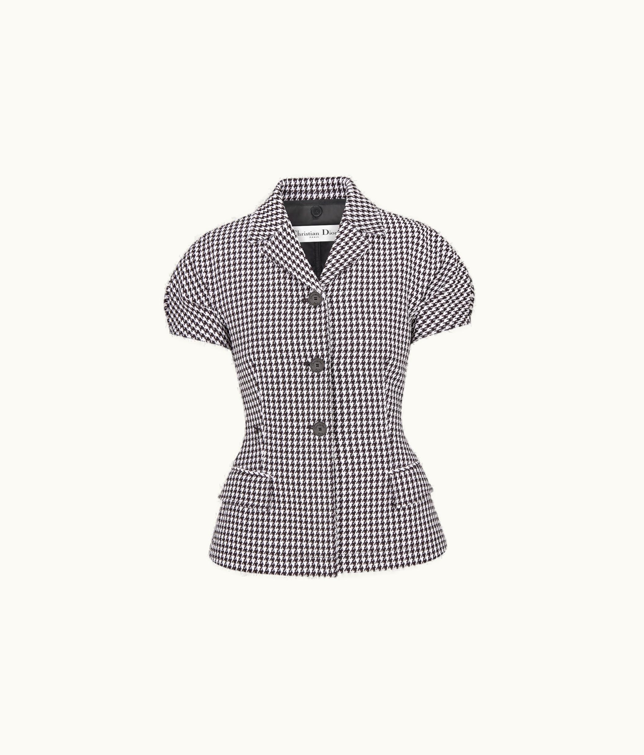 Dior Dior 2-in-1 Jacket With Puff Sleeves - Black And White Houndstooth Wool