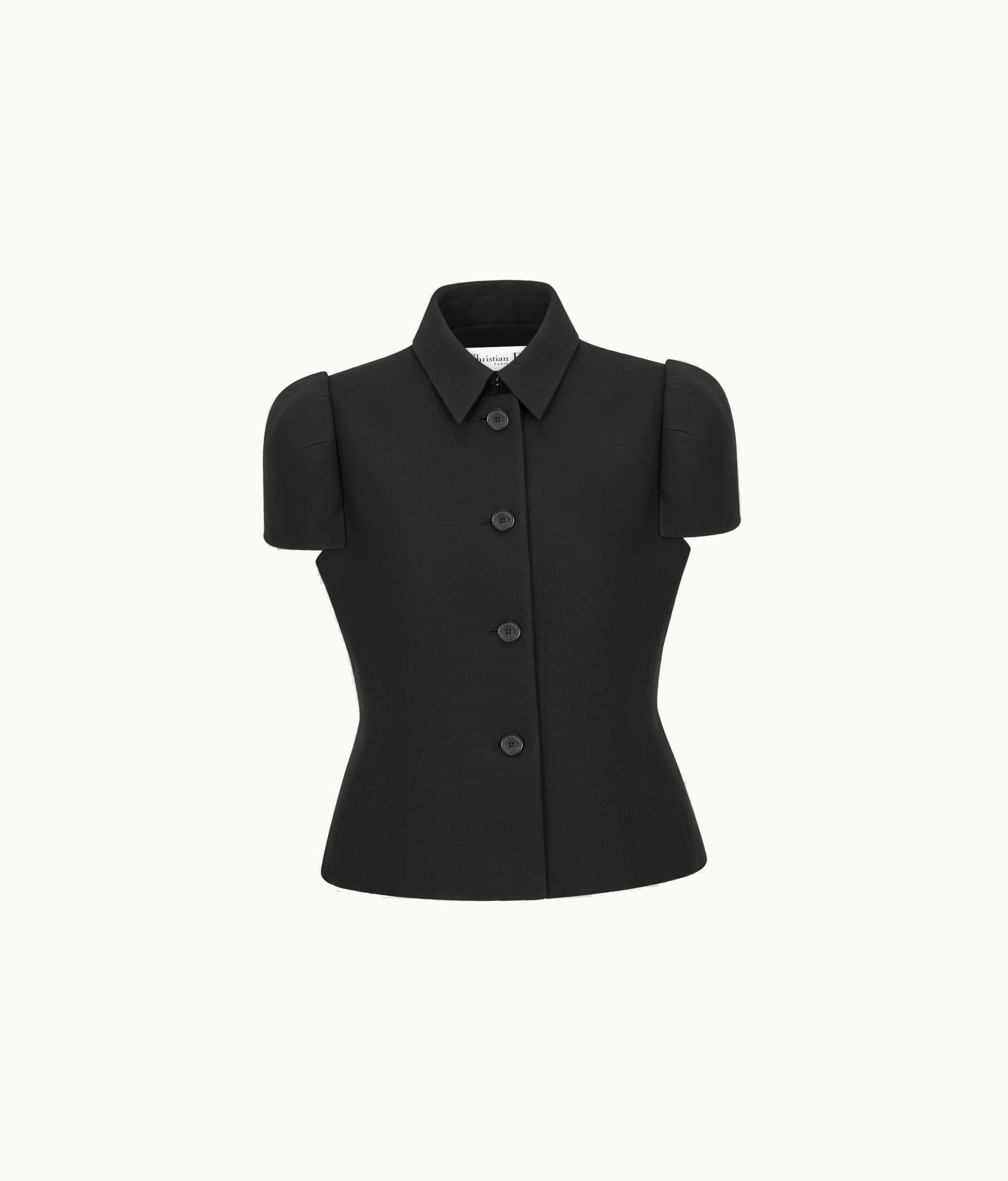 Dior Dior Fitted Short-Sleeved Jacket - Black Wool And Silk
