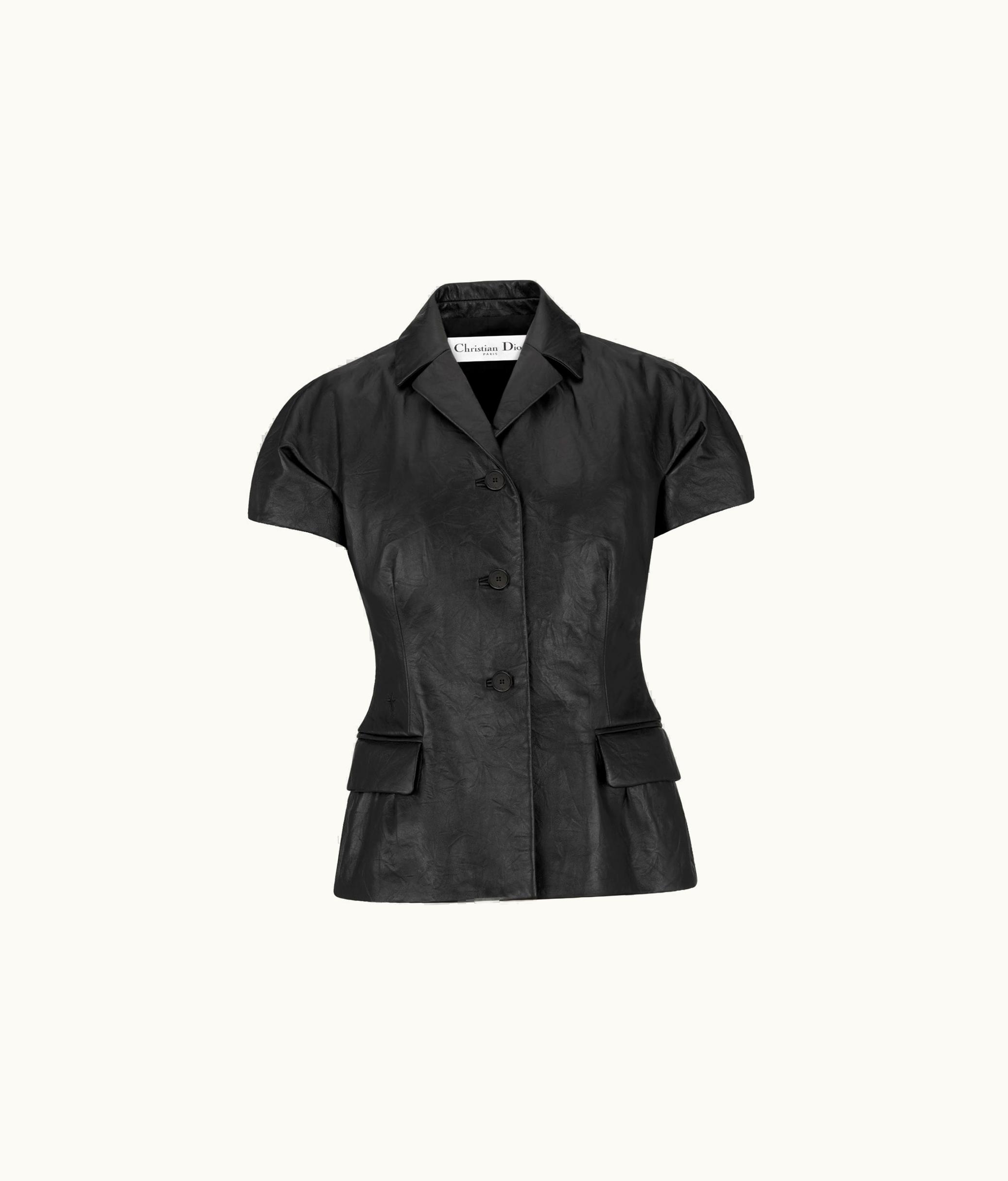 Dior Dior Fitted Jacket With Puff Sleeves - Black Crinkle-Effect Lambskin