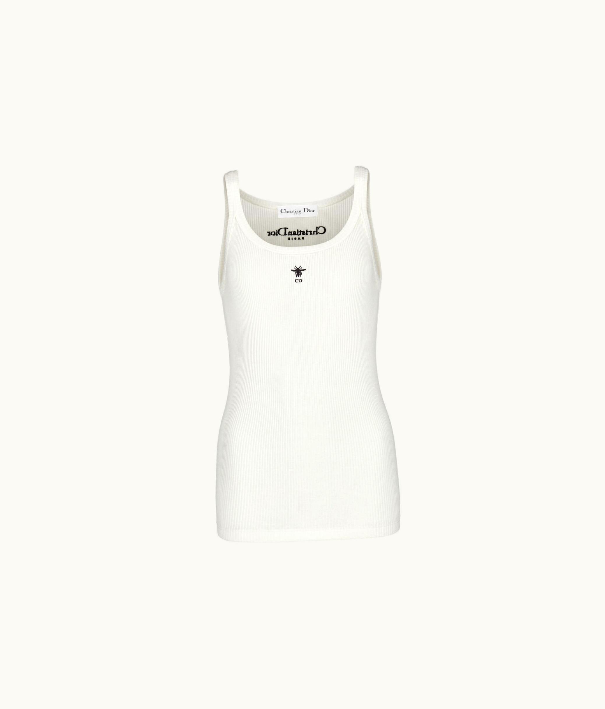 Dior Dior Tank Top - White Ribbed Cotton Jersey