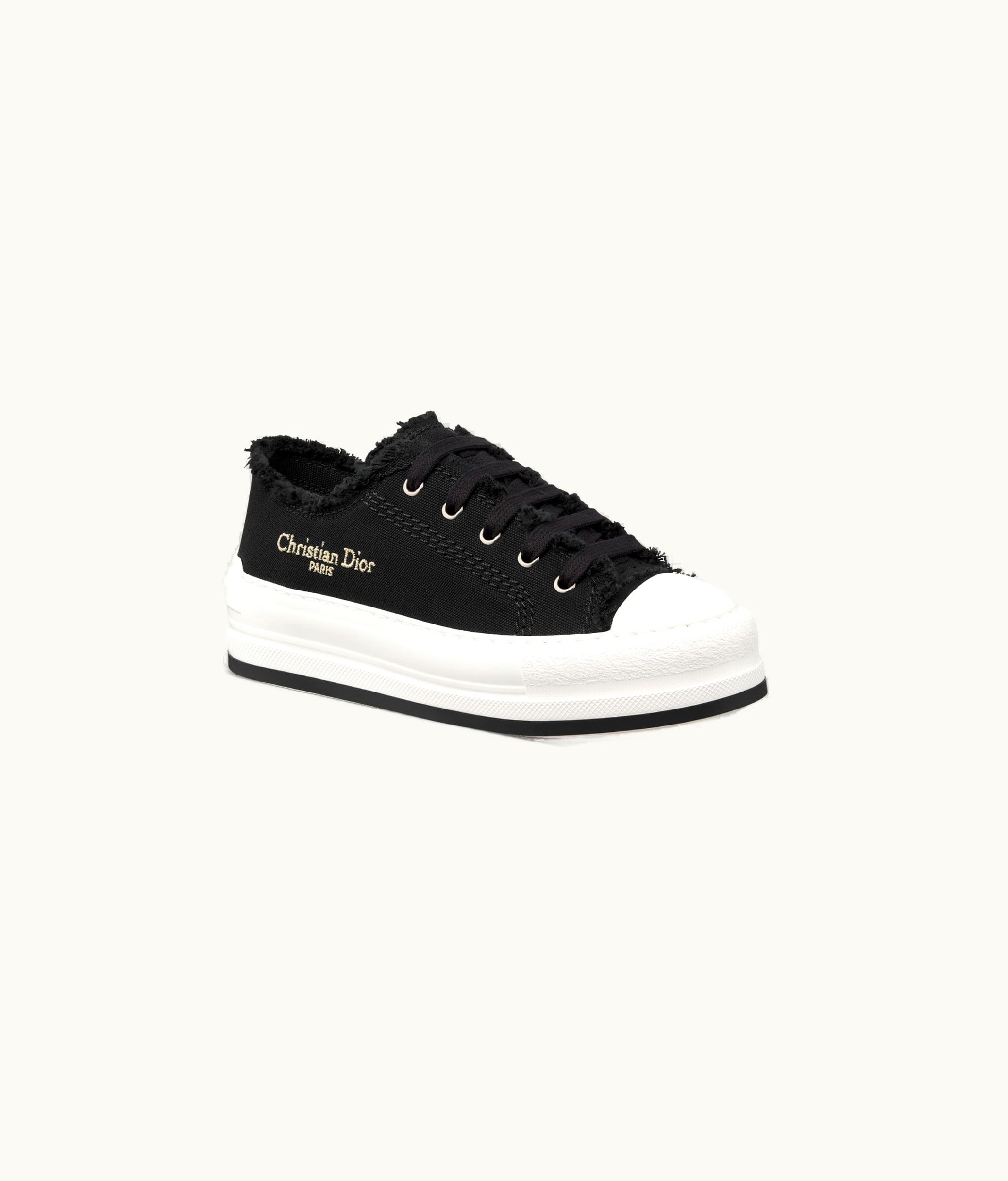 Dior Walk'n'Dior Platform Sneaker - Black Fringed Cotton Canvas With Embroideries