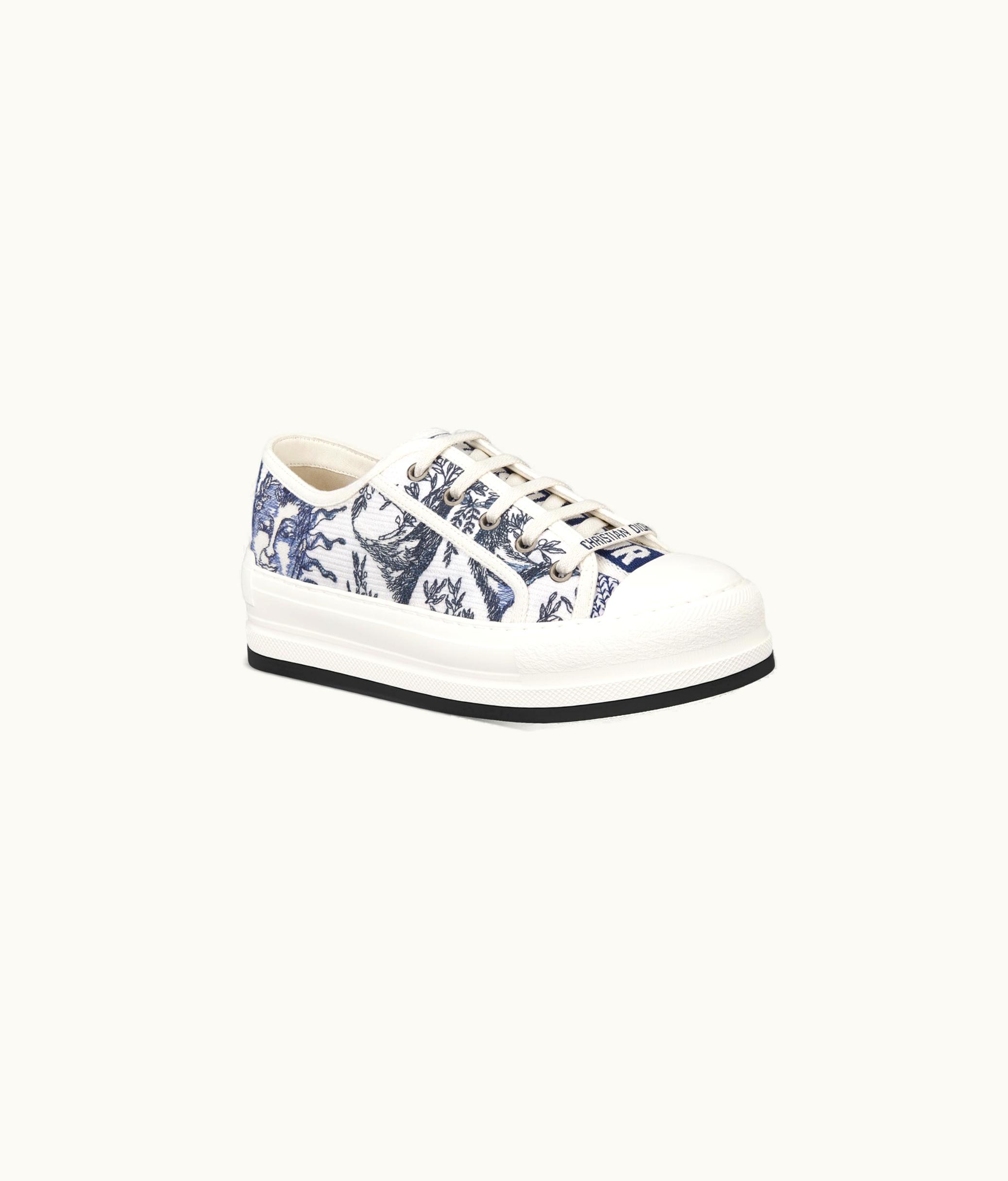 Dior Walk'n'Dior Platform Sneaker - Blue And White Embroidered Cotton With Toile De Jouy Soleil Motif