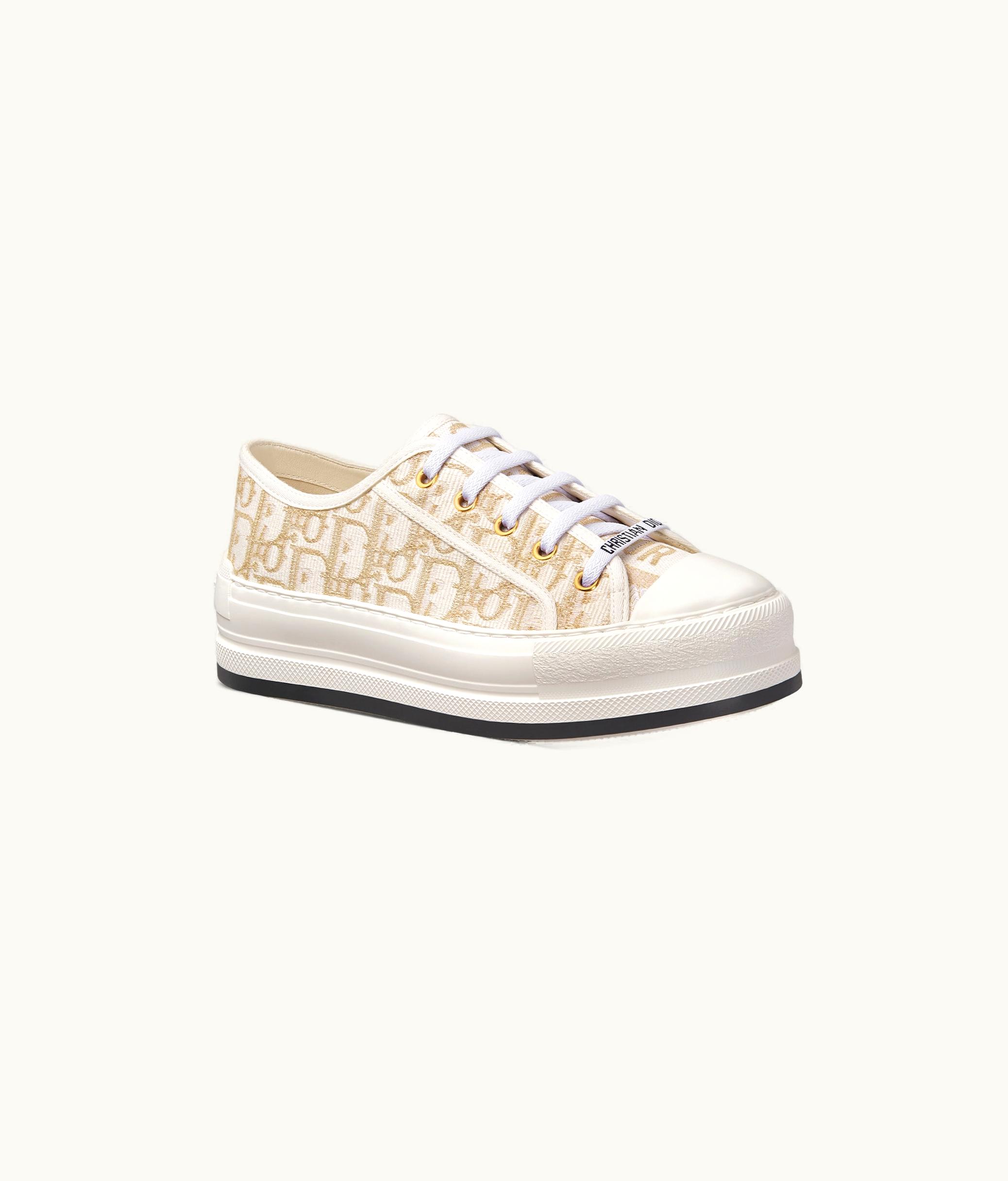 Dior Walk'n'Dior Platform Sneaker - Gold-Tone Dior Oblique Cotton With Metallic Thread Embroidery