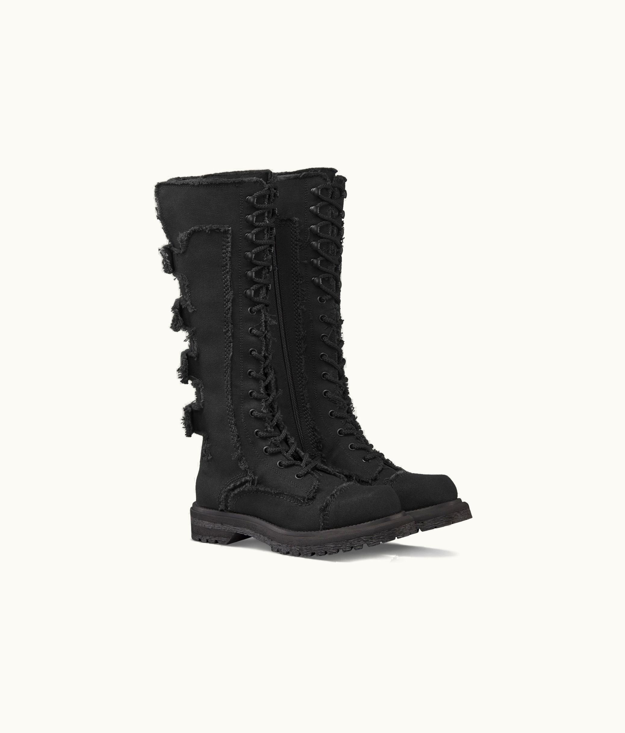 Dior Diorebel Boot - Black Fringed Cotton Canvas
