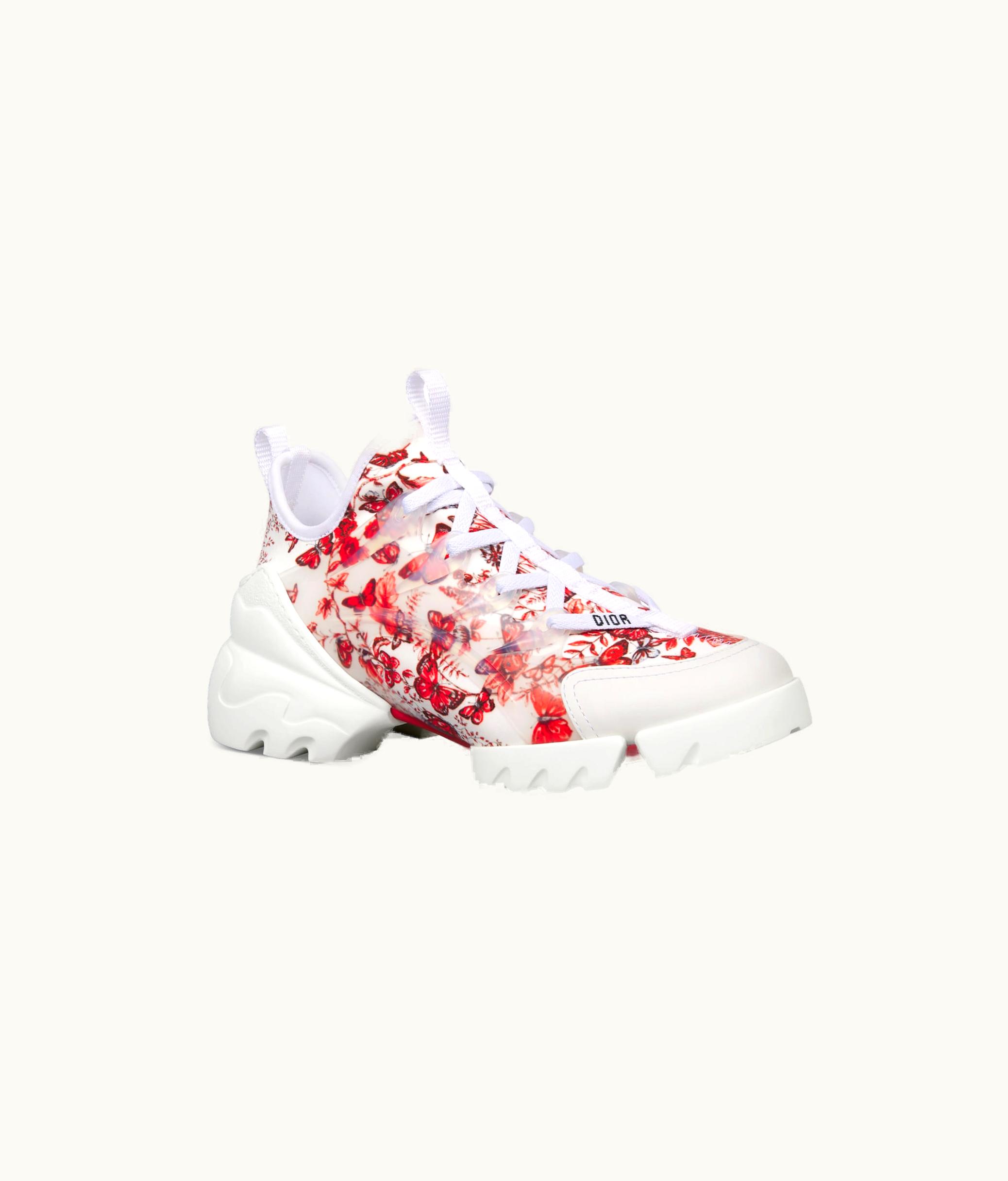 Dior Dior D-Connect Sneaker - Technical Fabric Printed With Red And White Le Cœur Des Papillons Motif