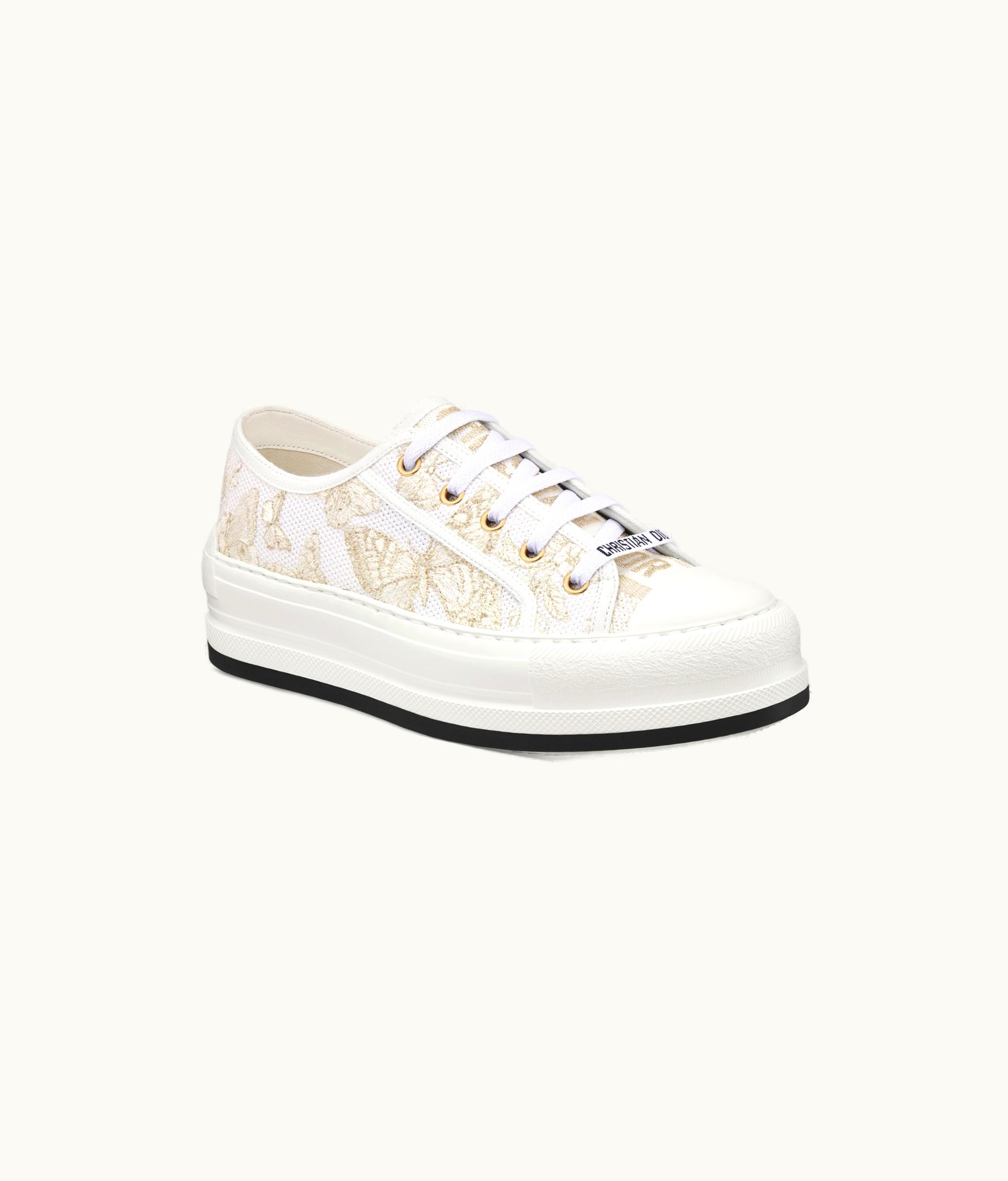 Dior Walk'n'Dior Platform Sneaker - White And Gold-Tone Toile De Jouy Mexico Embroidered Cotton With Metallic Thread