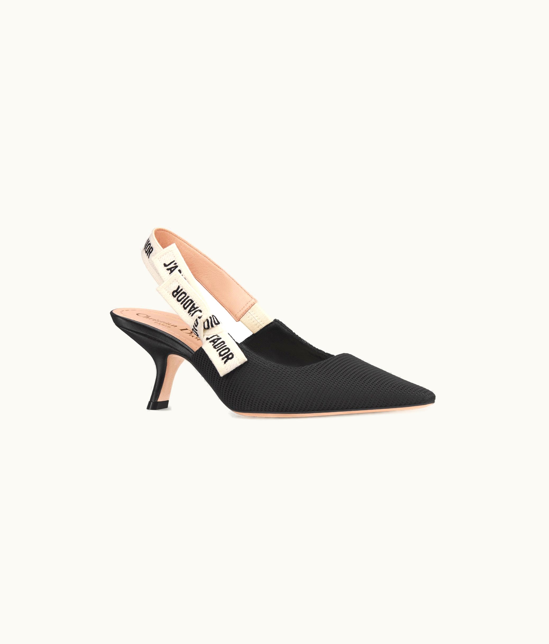 Dior Dior J'Adior Ribbon Bow Slingback Pump Black Technical Fabric