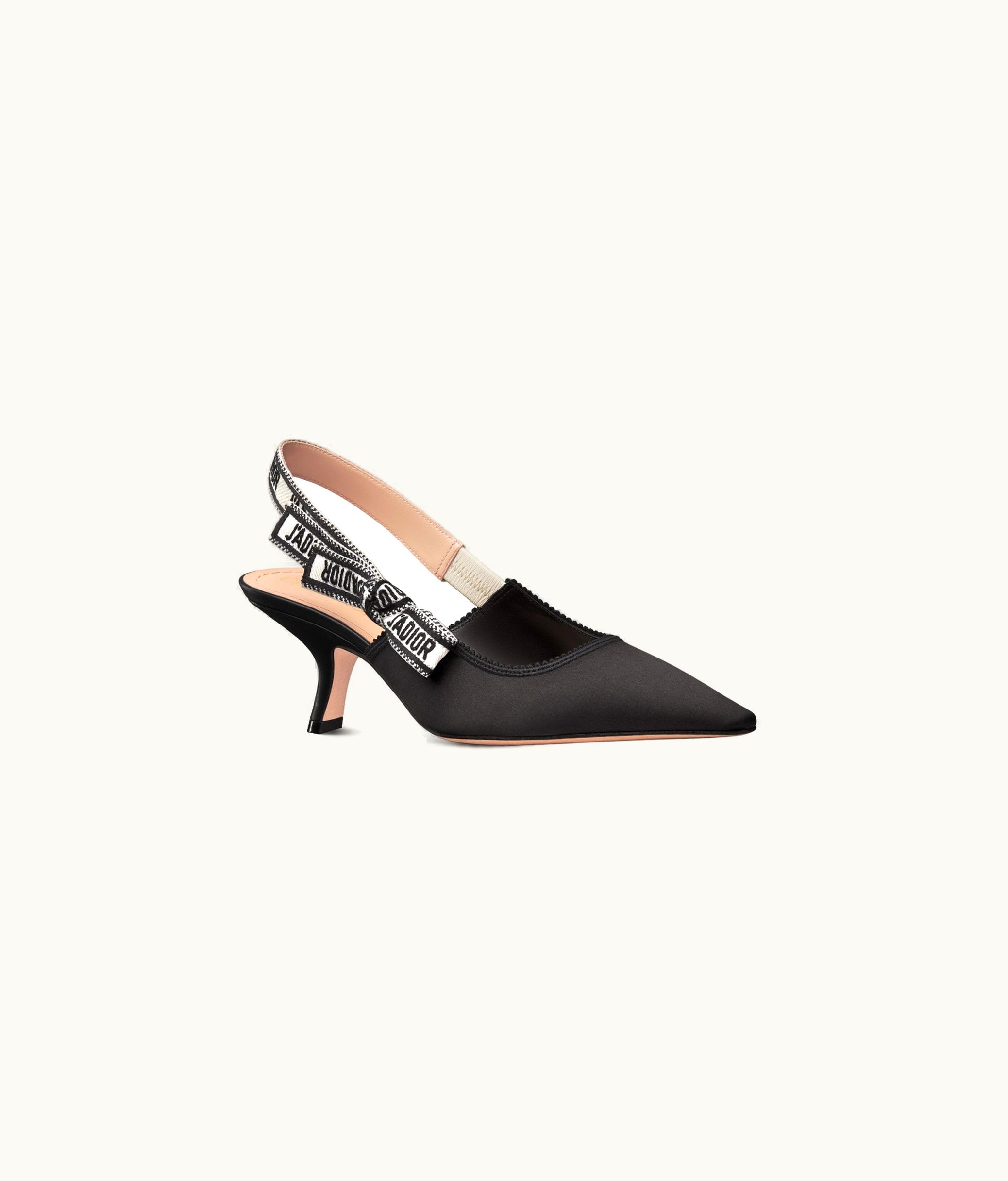 Dior Dior J'Adior Slingback Pump - Black Embroidered Satin And Cotton