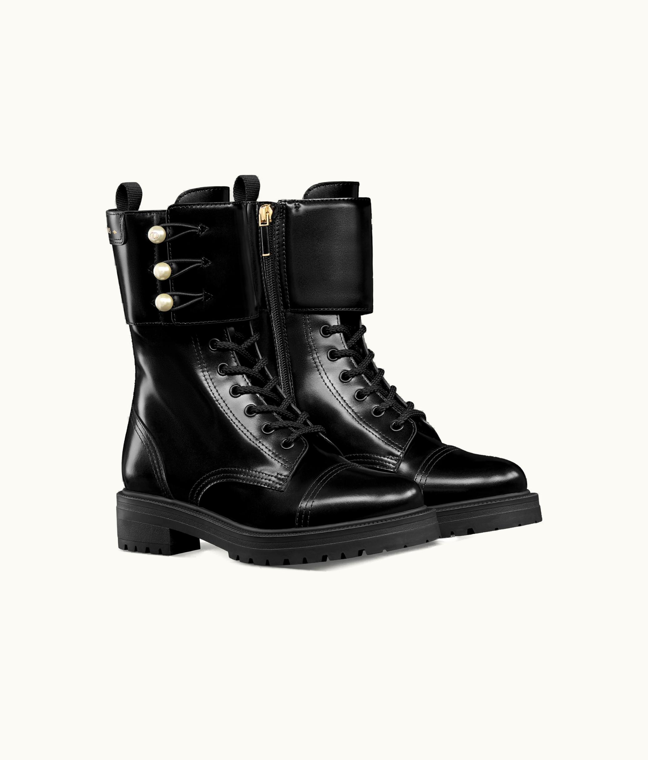 Dior Dior D-Strike Ankle Boot - Black Matte Calfskin And White Resin Pearls
