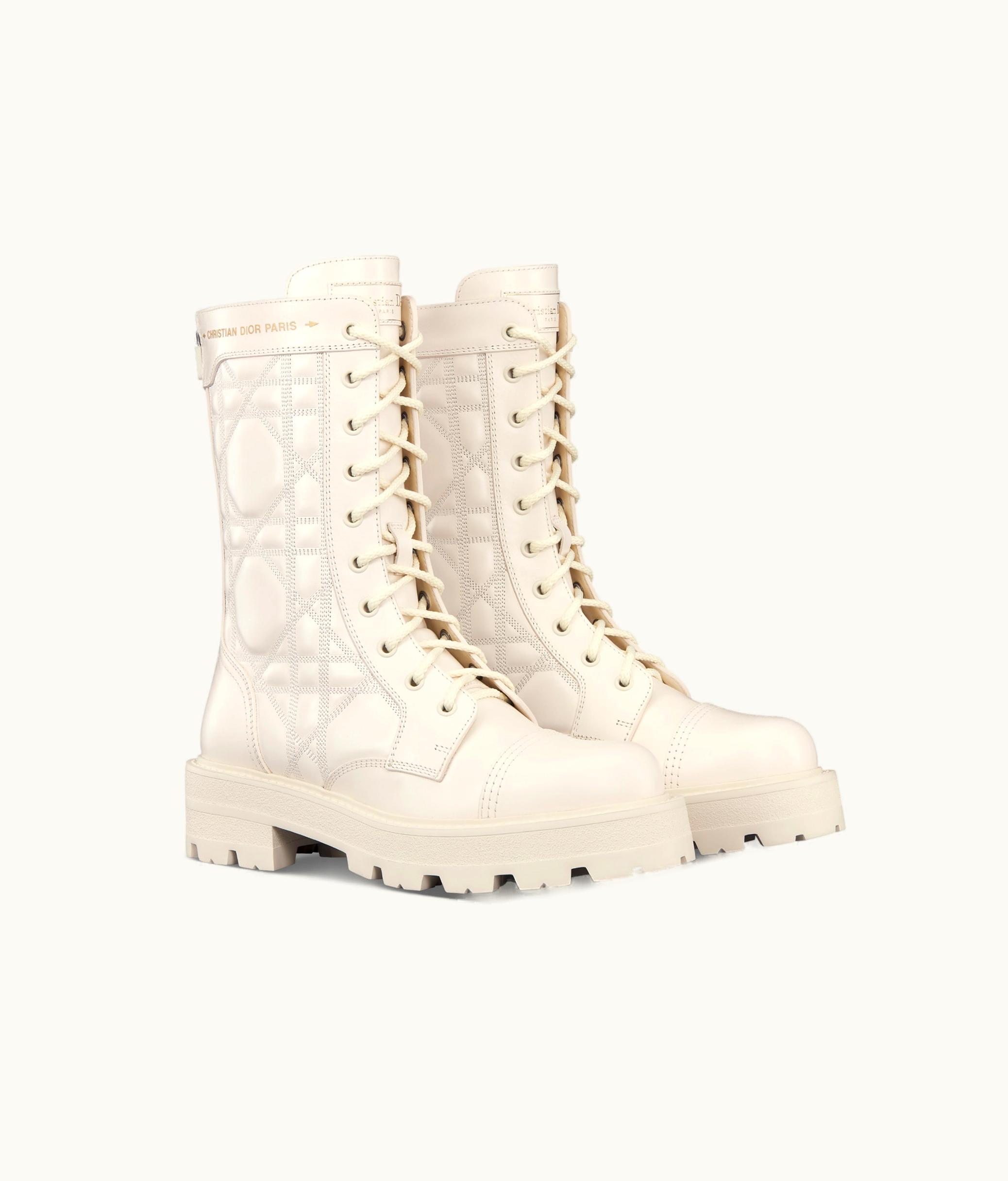 Dior Dior D-Unit Ankle Boot - White Quilted Cannage Calfskin
