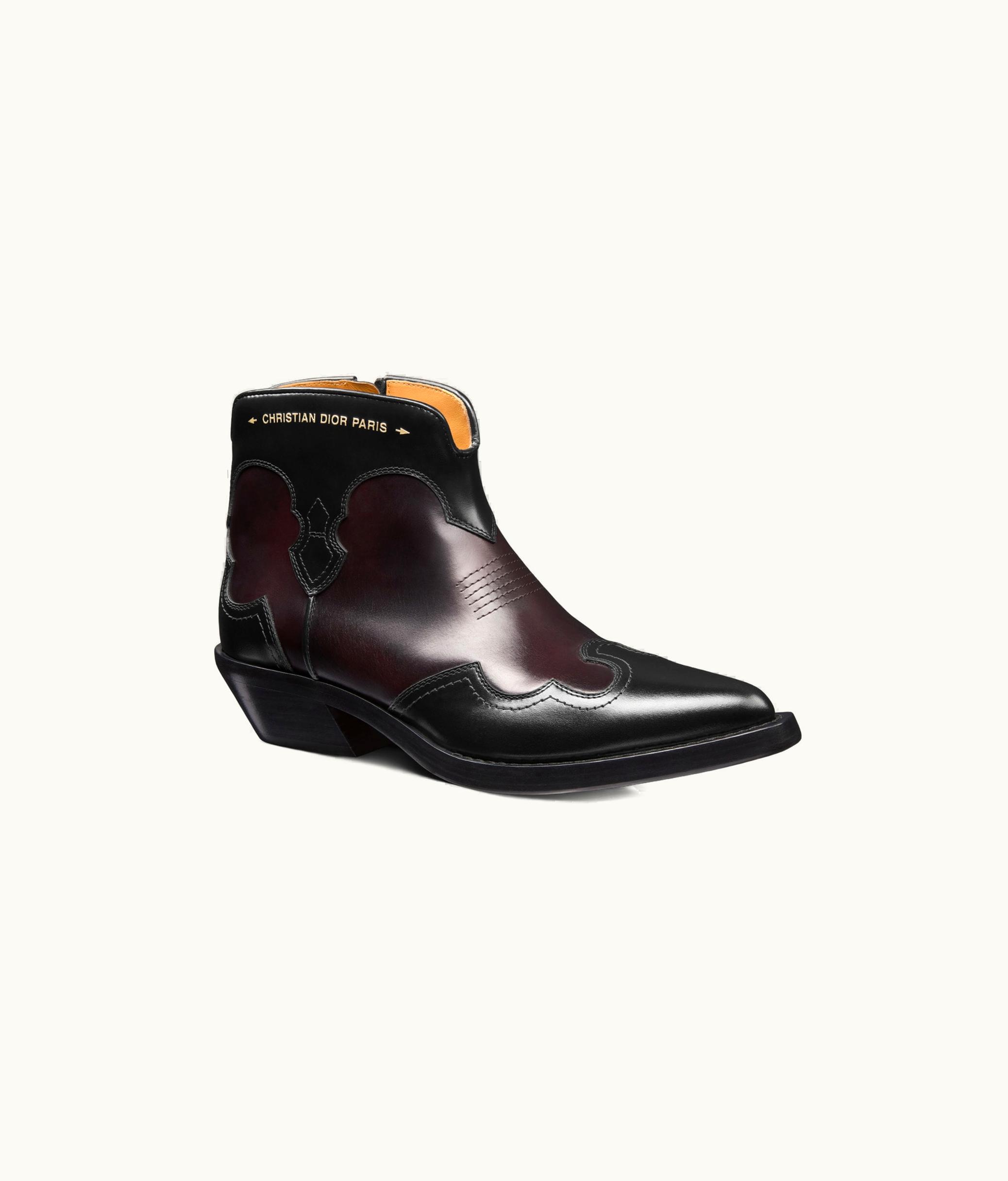Dior Dior West Heeled Ankle Boot - Black And Amaranth Calfskin