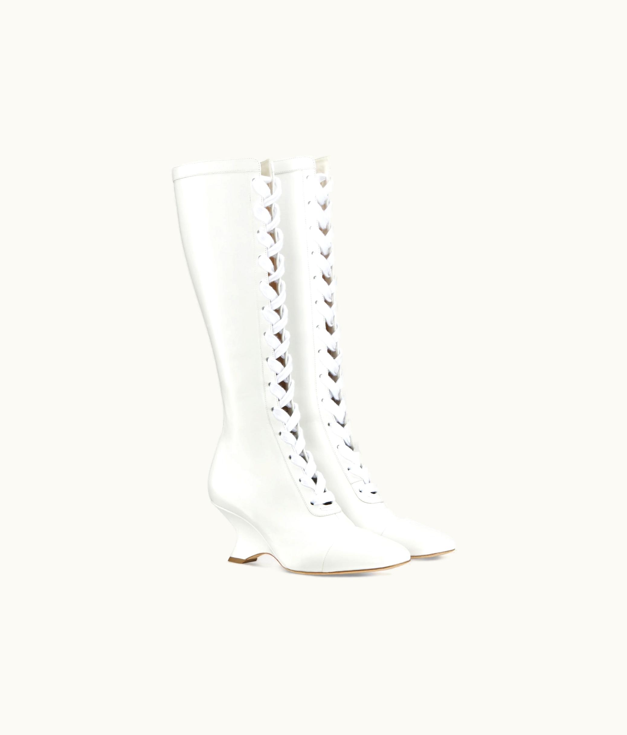 Dior Dior Naughtily-D Wedge Boot - White Calfskin