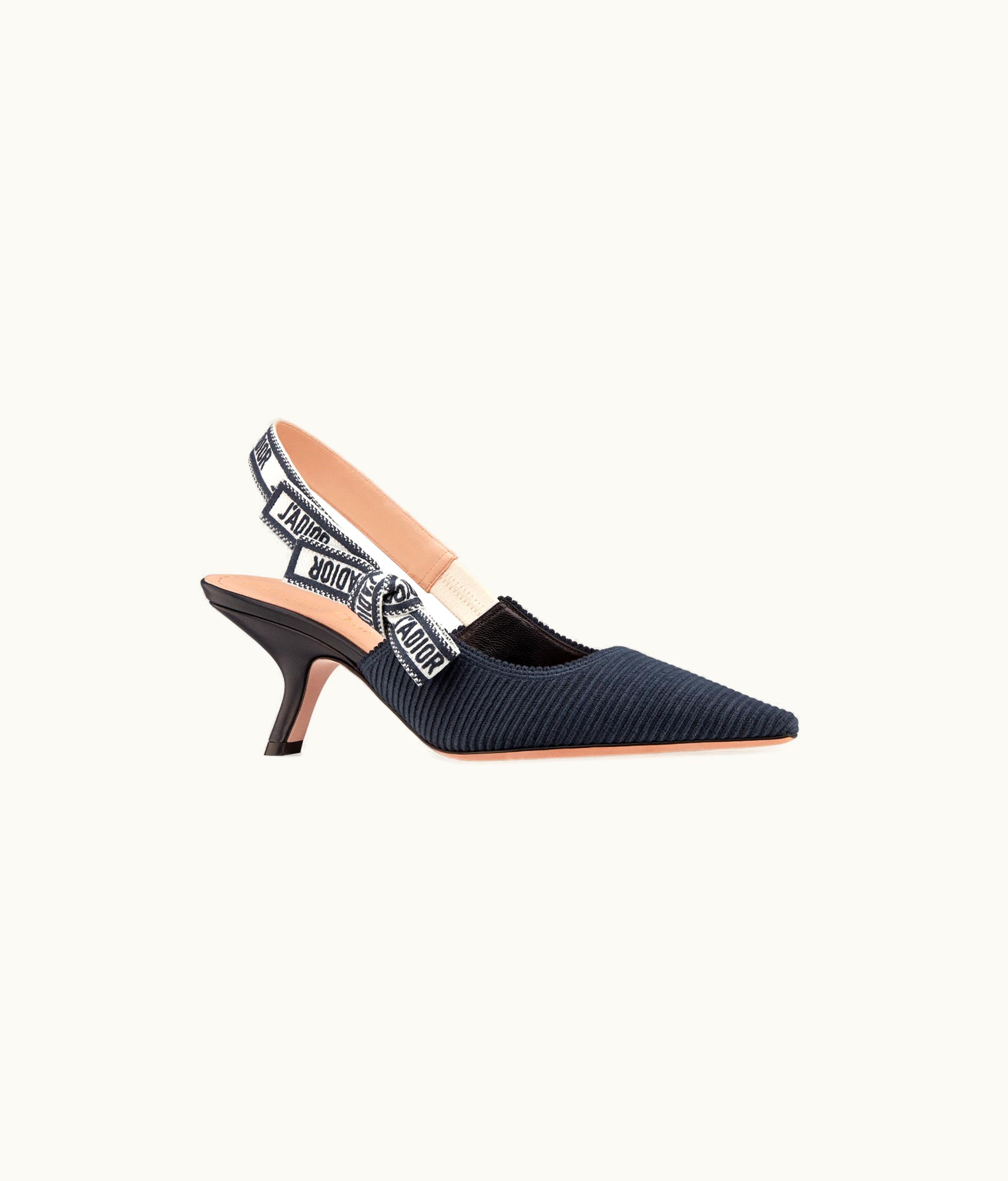 Dior Dior J'Adior Slingback Pump - Deep Blue Embroidered Cotton