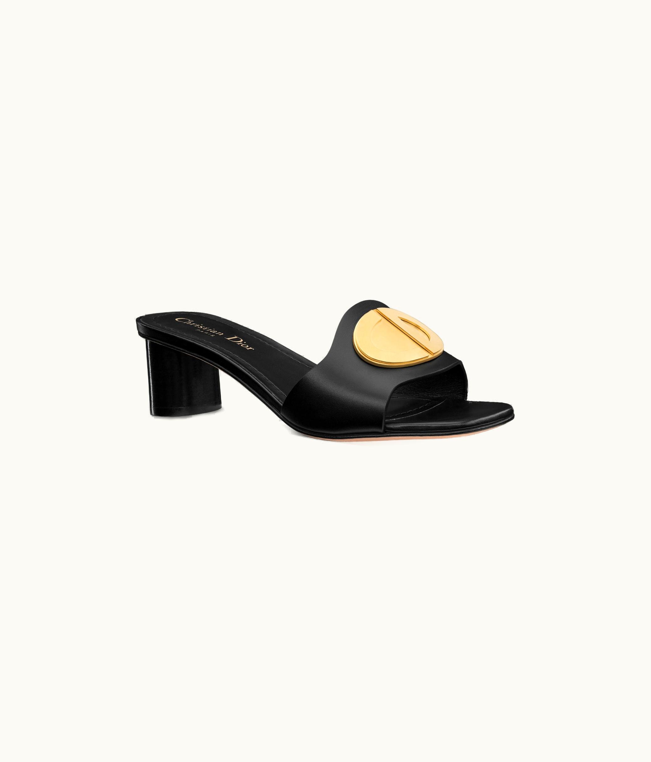 Dior Forever Dior Heeled Slide - Black Calfskin