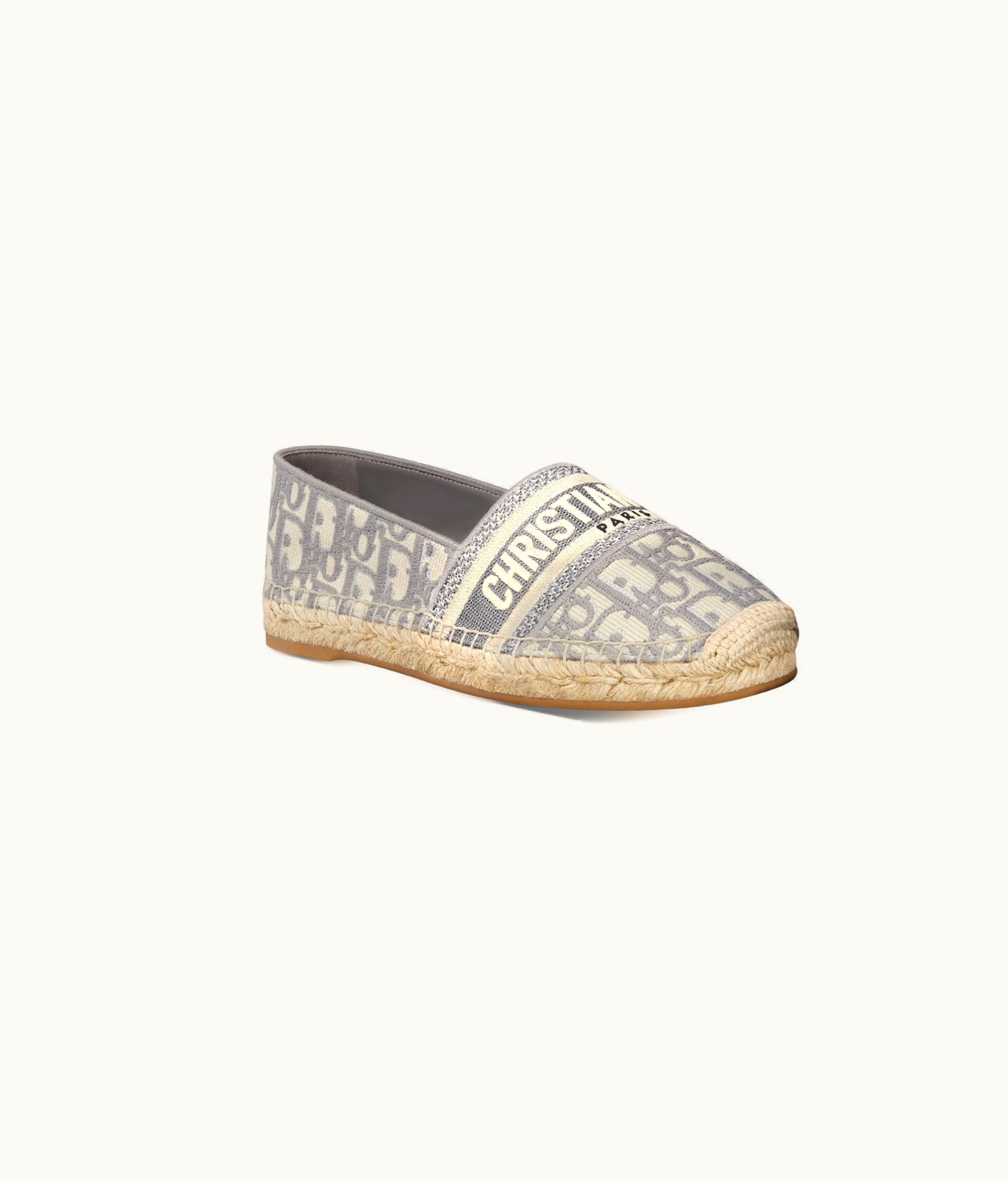 Dior Dior Granville Espadrille - Stone Gray Dior Oblique Embroidered Cotton