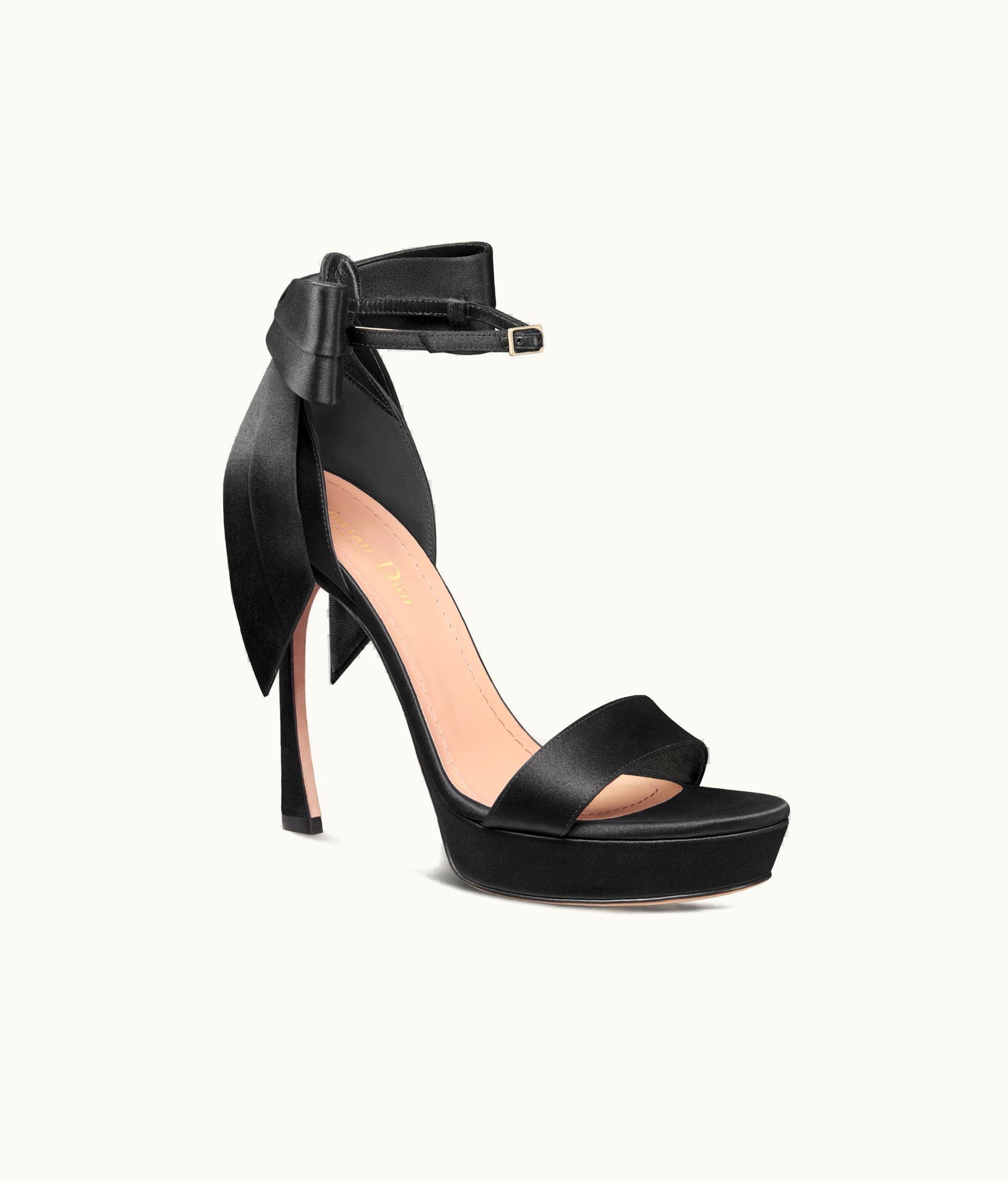 Dior Mlle Dior Heeled Sandal - Black Satin