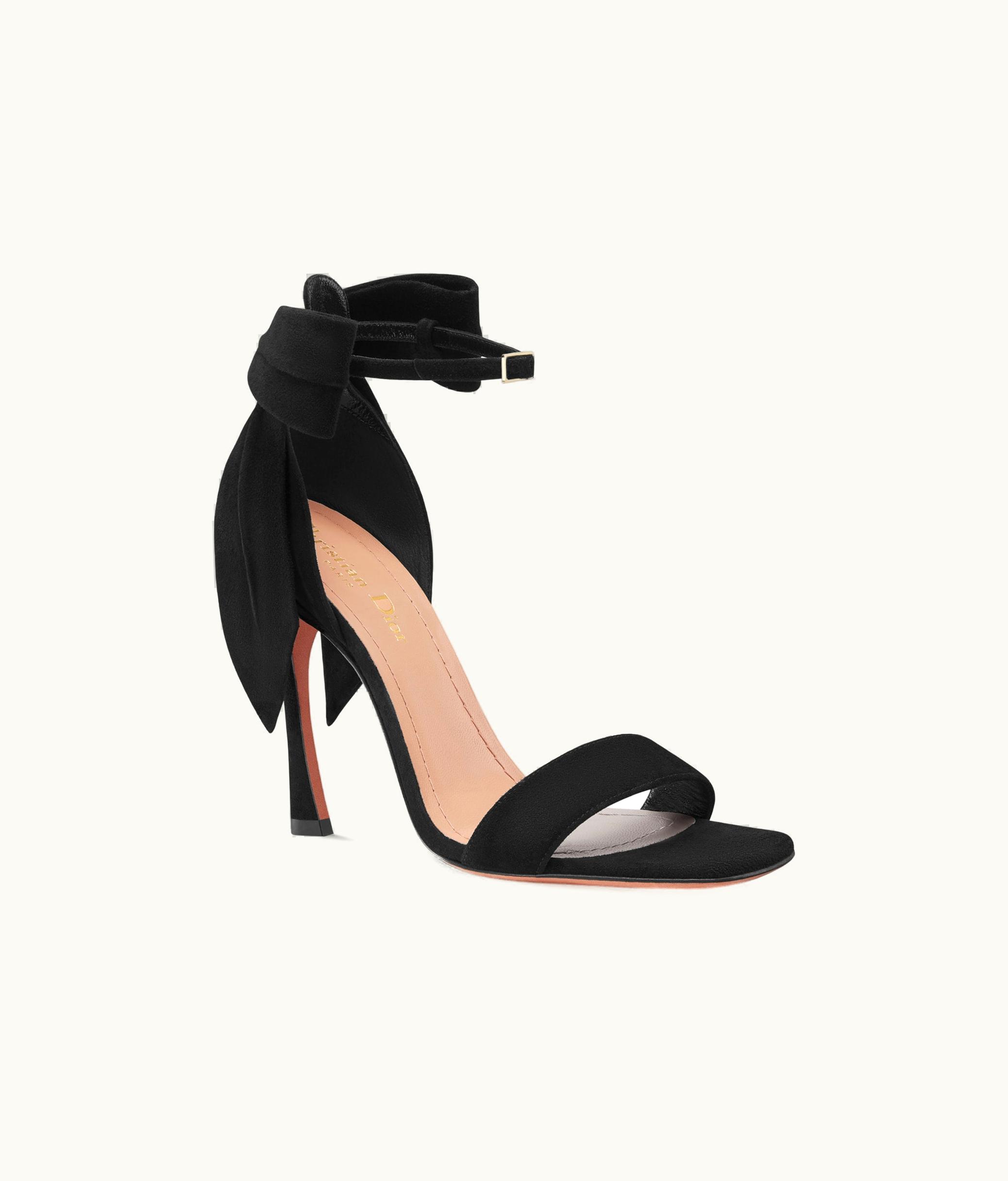 Dior Mlle Dior Heeled Sandal - Black Suede Calfskin