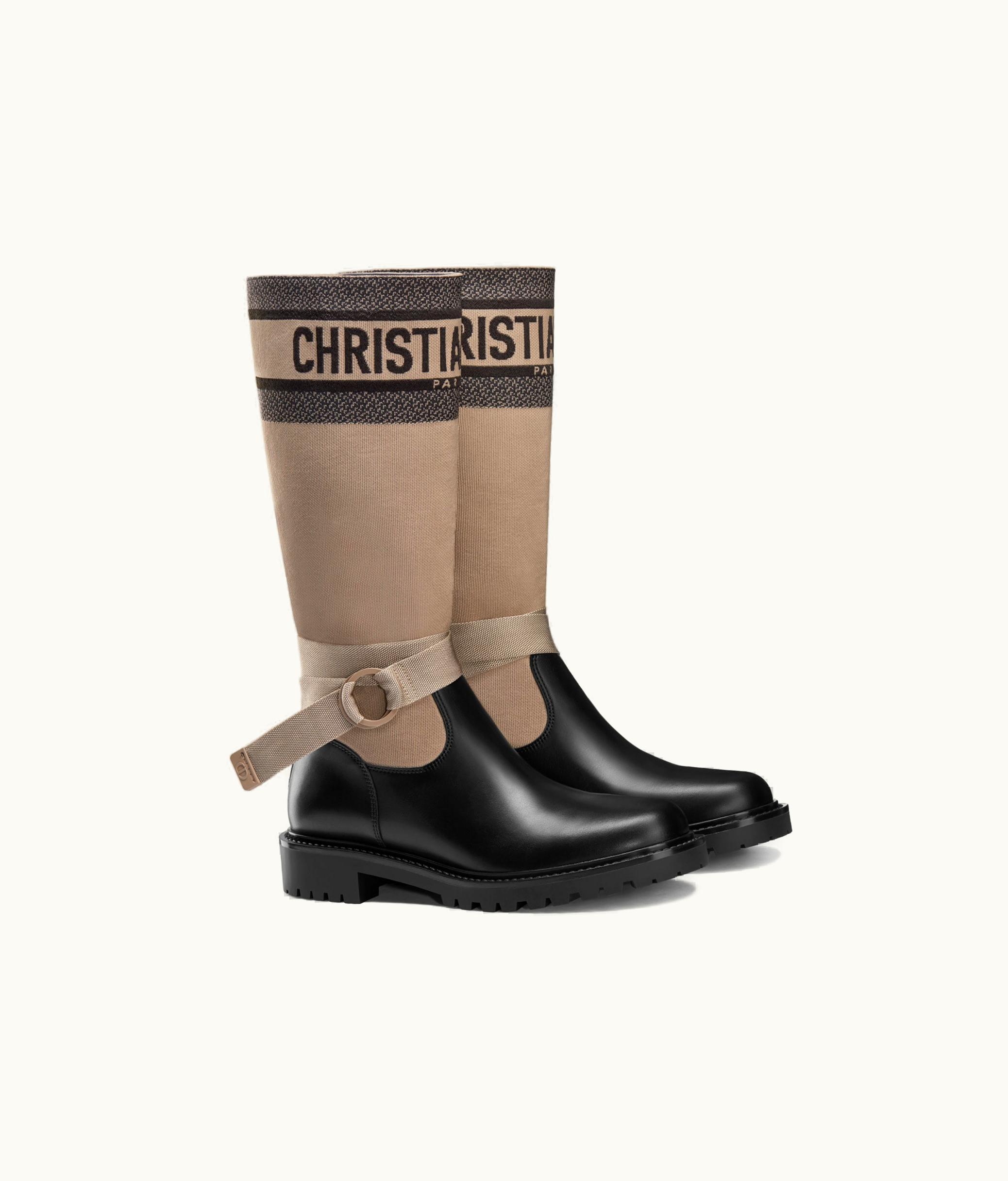 Dior Dior D-Major Boot - Taupe And Black Technical Fabric And Black Calfskin