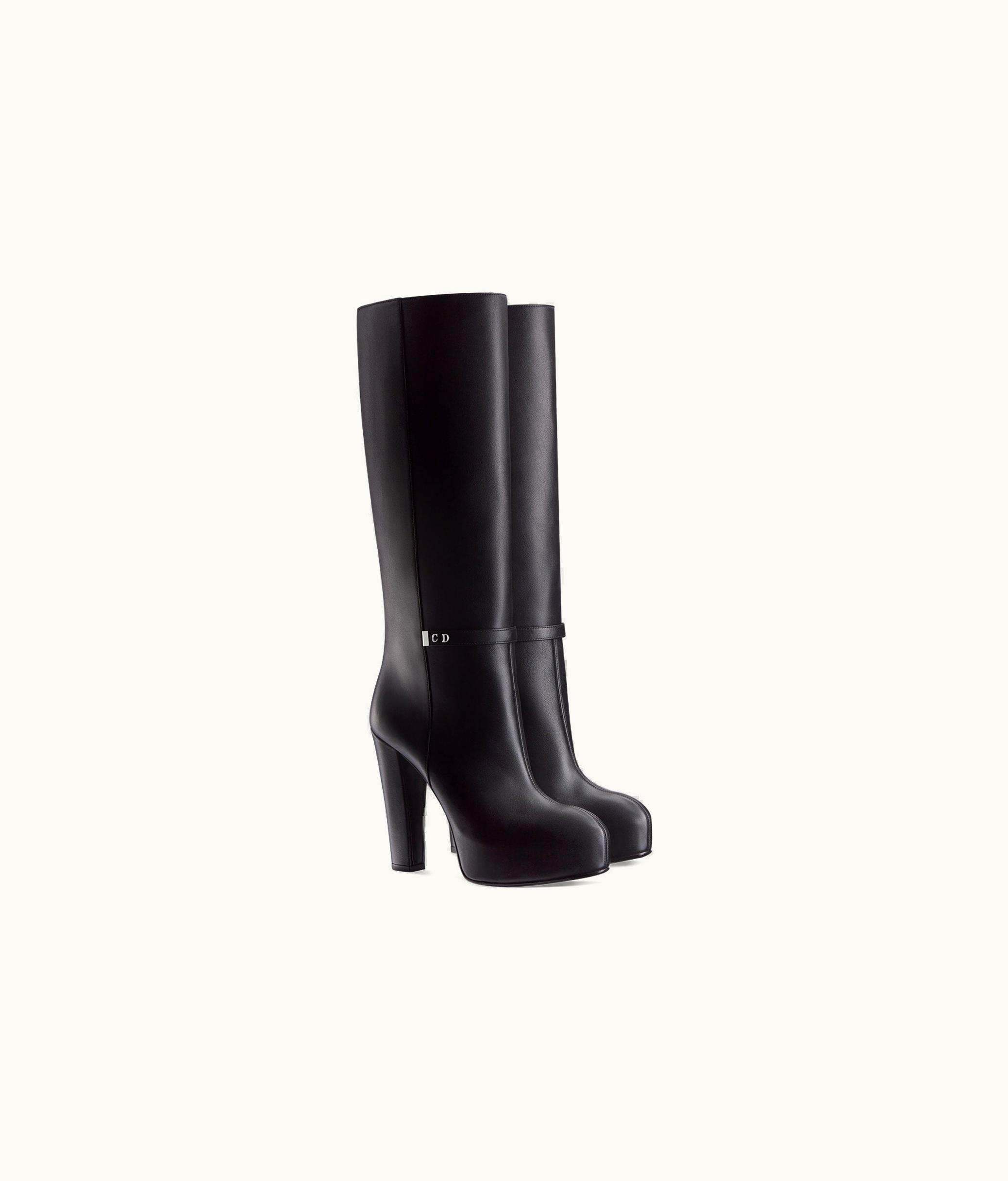 Dior Dior Edgy Heeled Boot - Black Supple Calfskin
