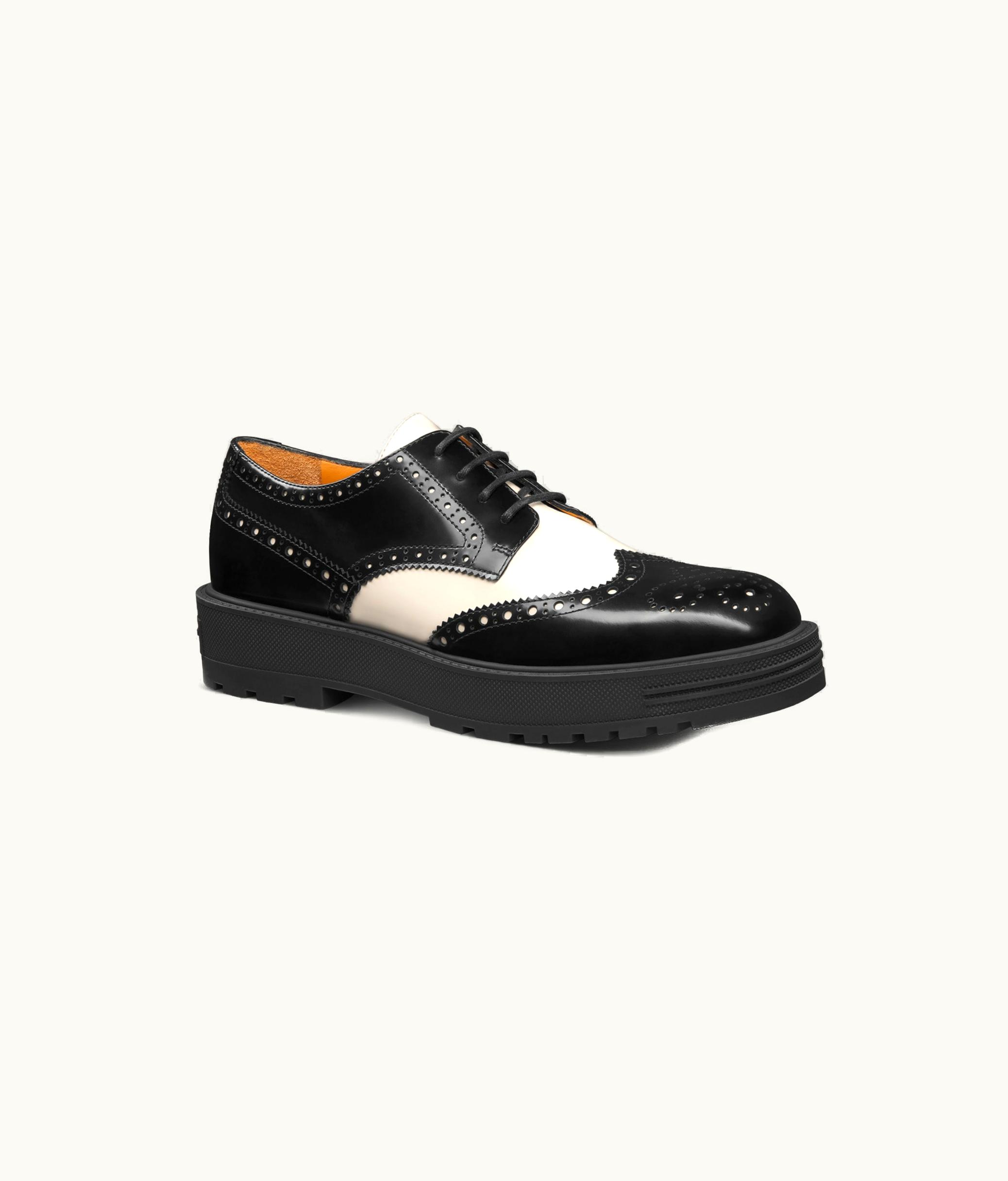 Dior Dior Teddy-D Derby Shoe - Black And White Brushed And Perforated Calfskin