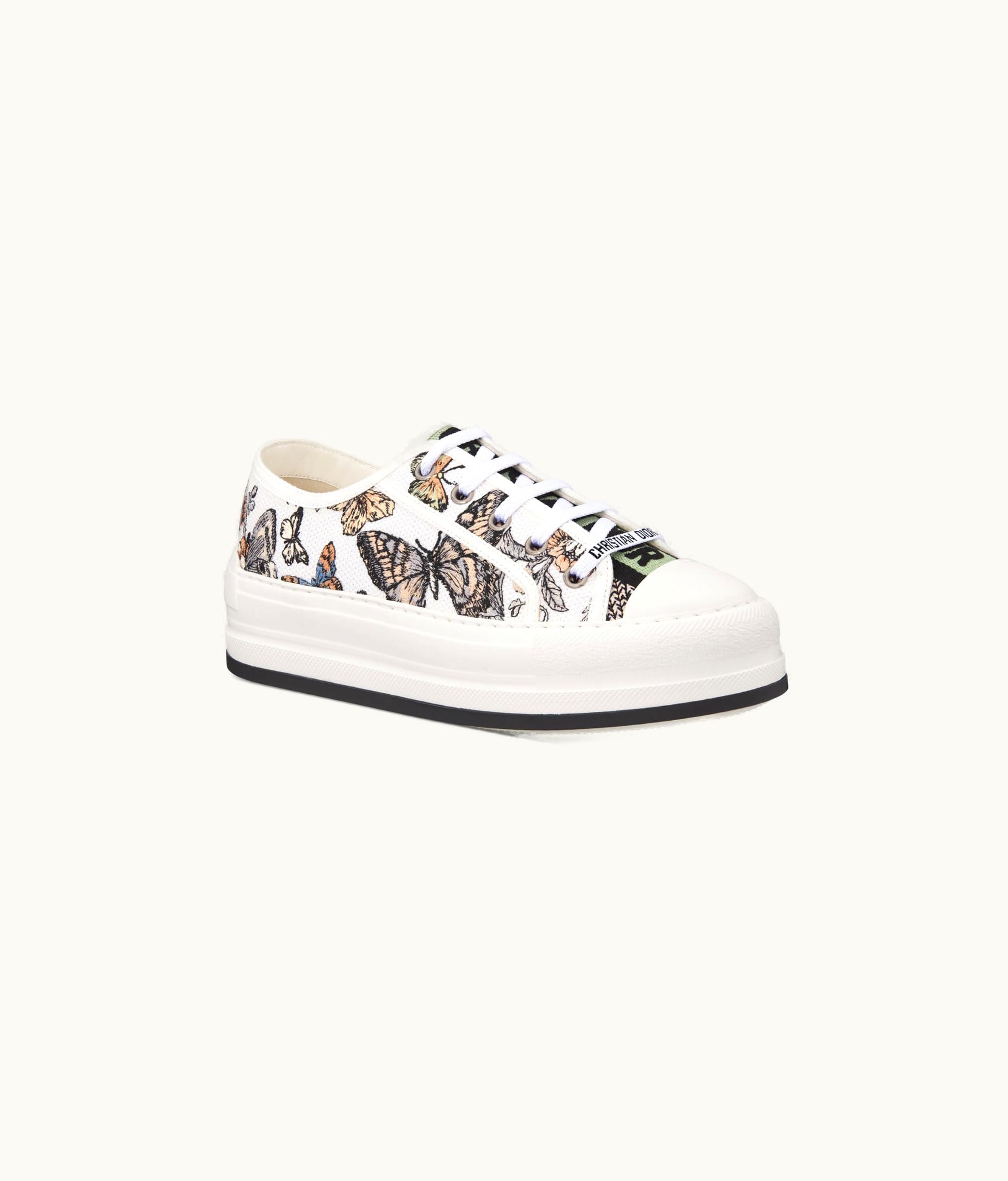 Dior Walk'n'Dior Platform Sneaker - Yellow Multicolor Embroidered Cotton With Toile De Jouy Mexico Motif