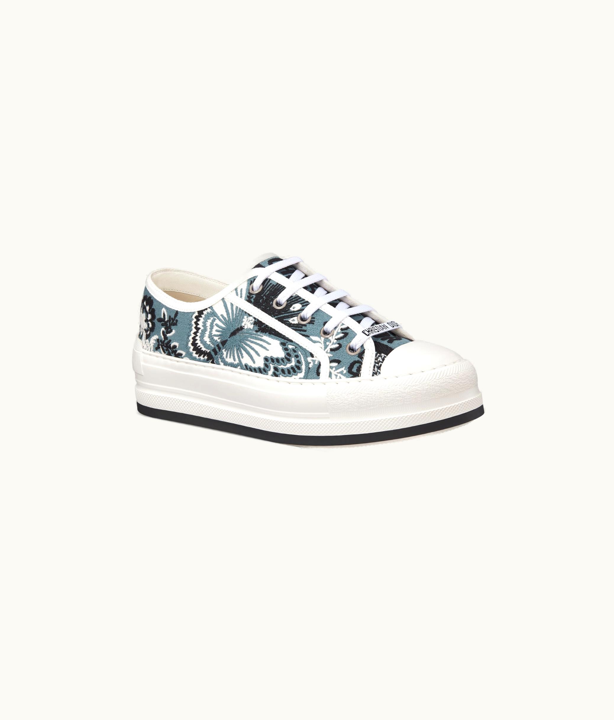 Dior Walk'n'Dior Platform Sneaker - Denim Blue Multicolor Embroidered Cotton With Butterfly Bandana Motif