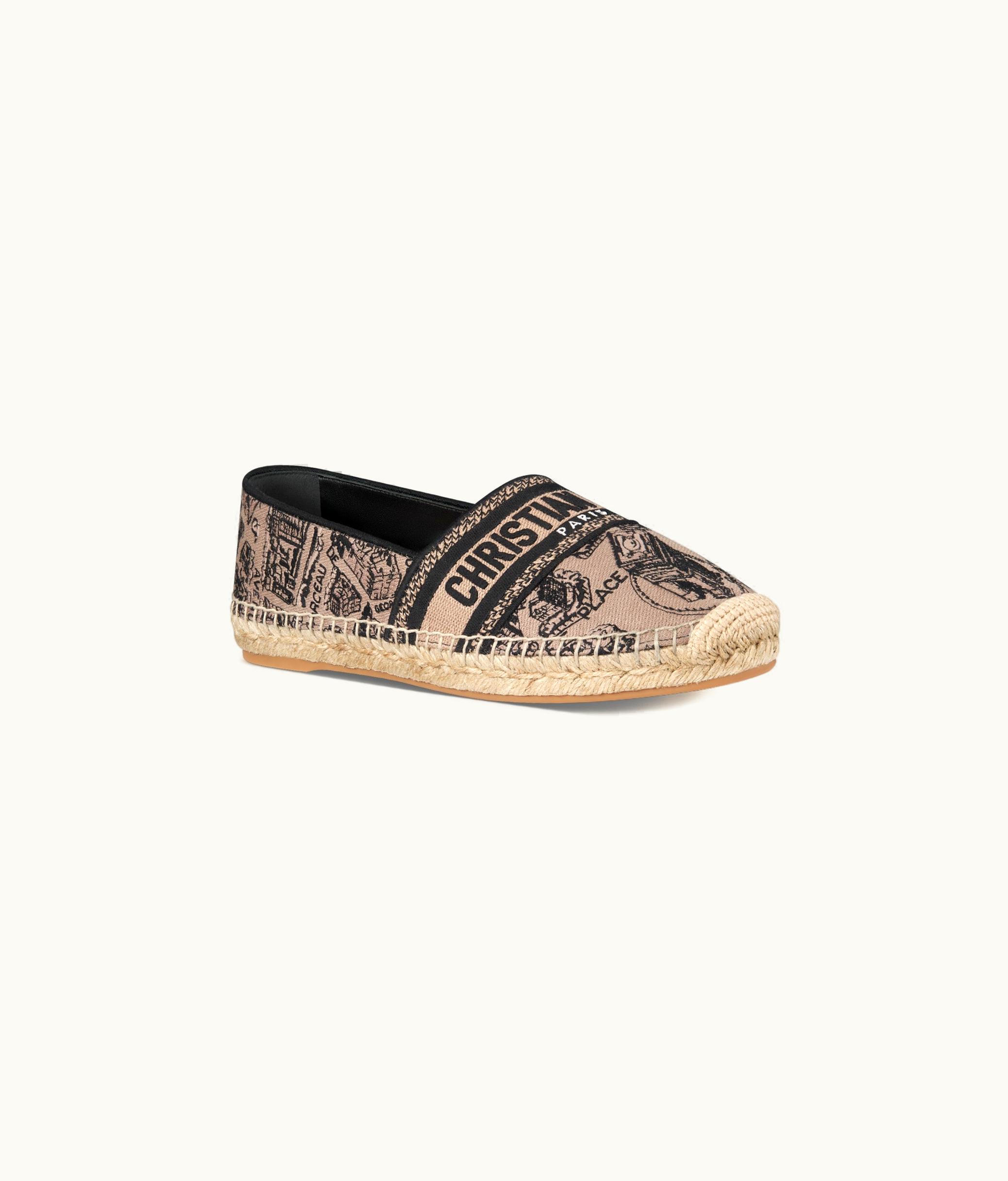 Dior Dior Granville Espadrille - Beige And Black Cotton Embroidered With Plan De Paris Motif