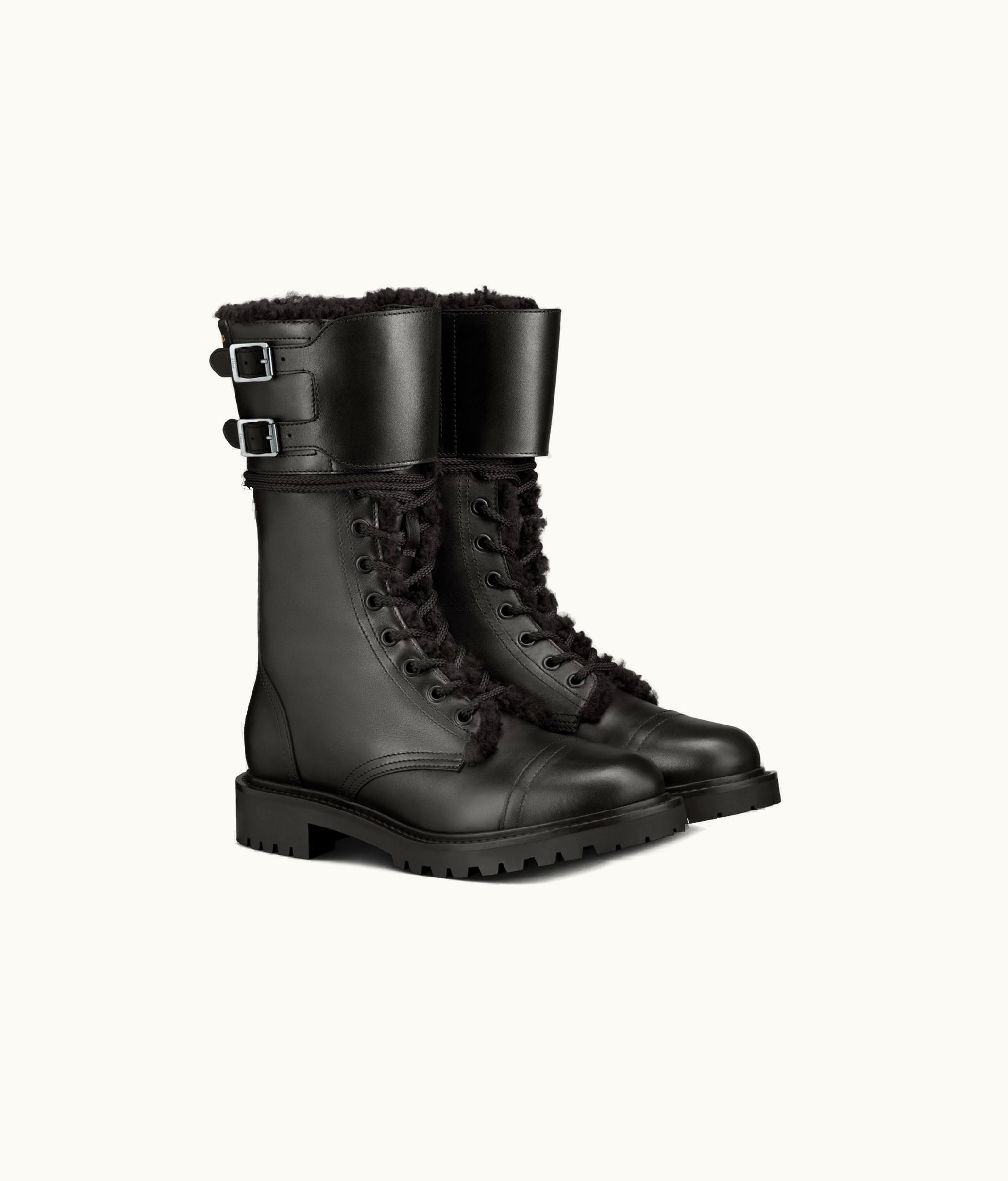 Dior Dior D-Trap Ankle Boot - Black Calfskin And Shearling