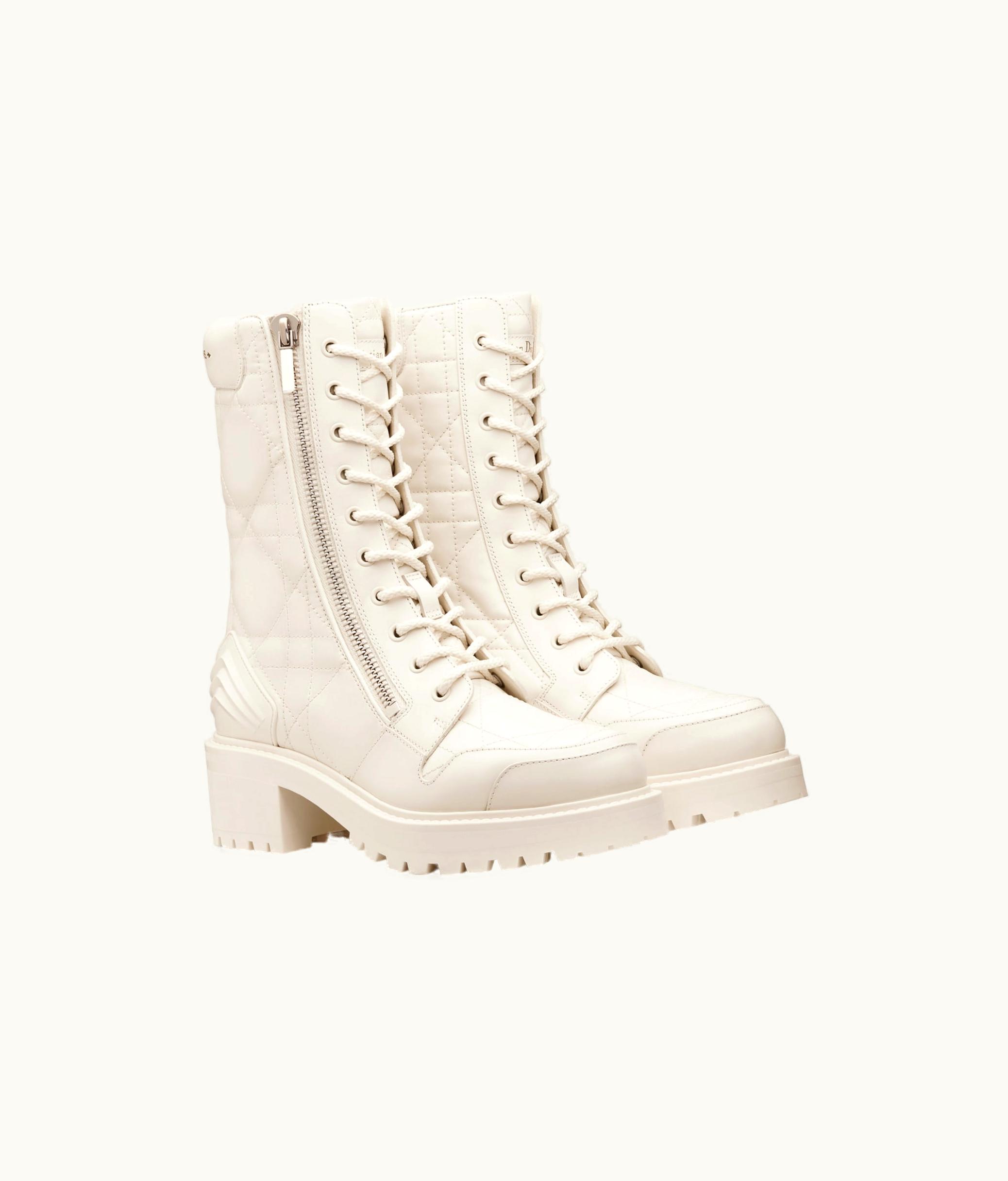 Dior Dior D-Leader Ankle Boot - White Quilted Cannage Calfskin