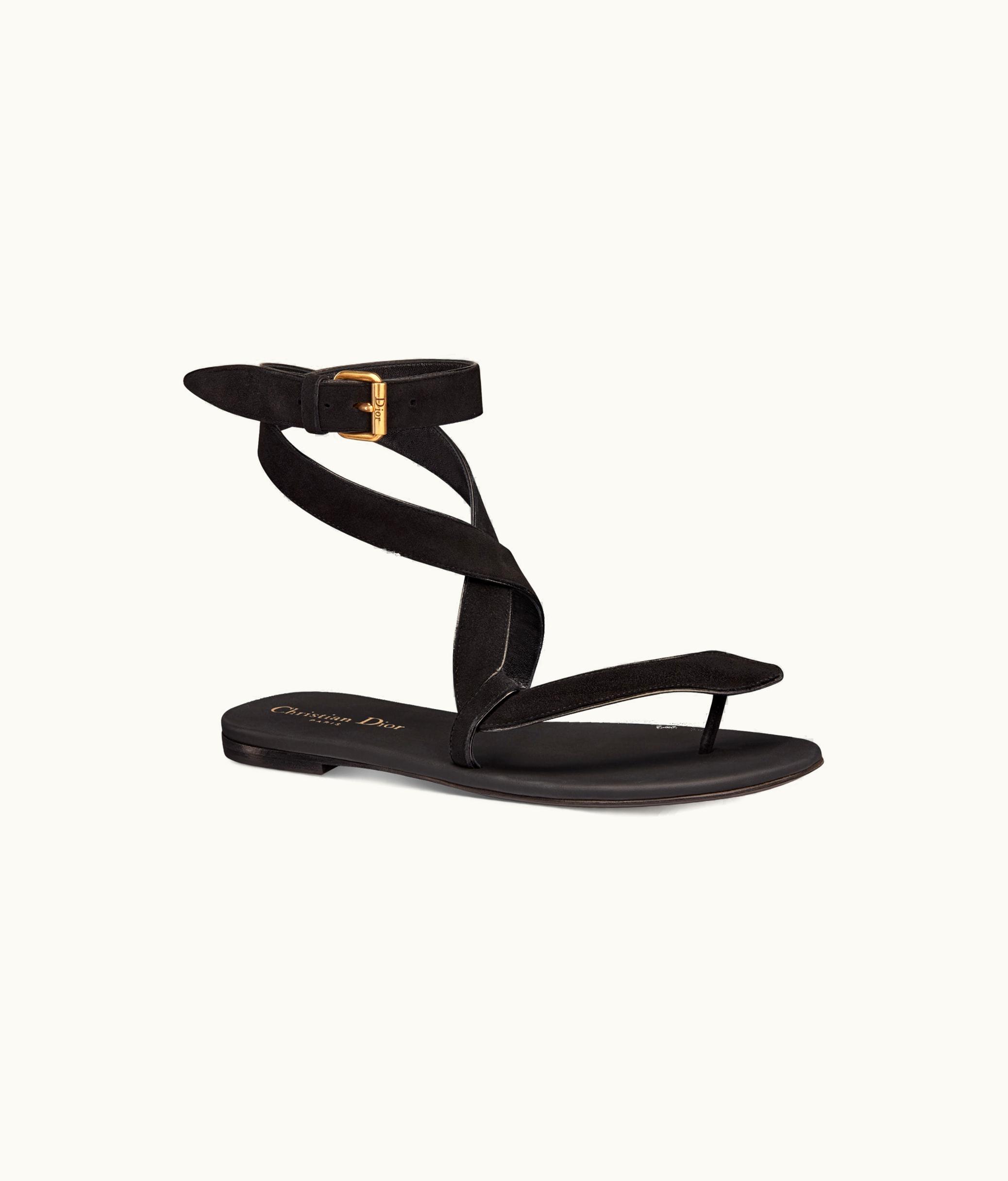Dior Dior Poison-D Thong Sandal - Black Suede Calfskin