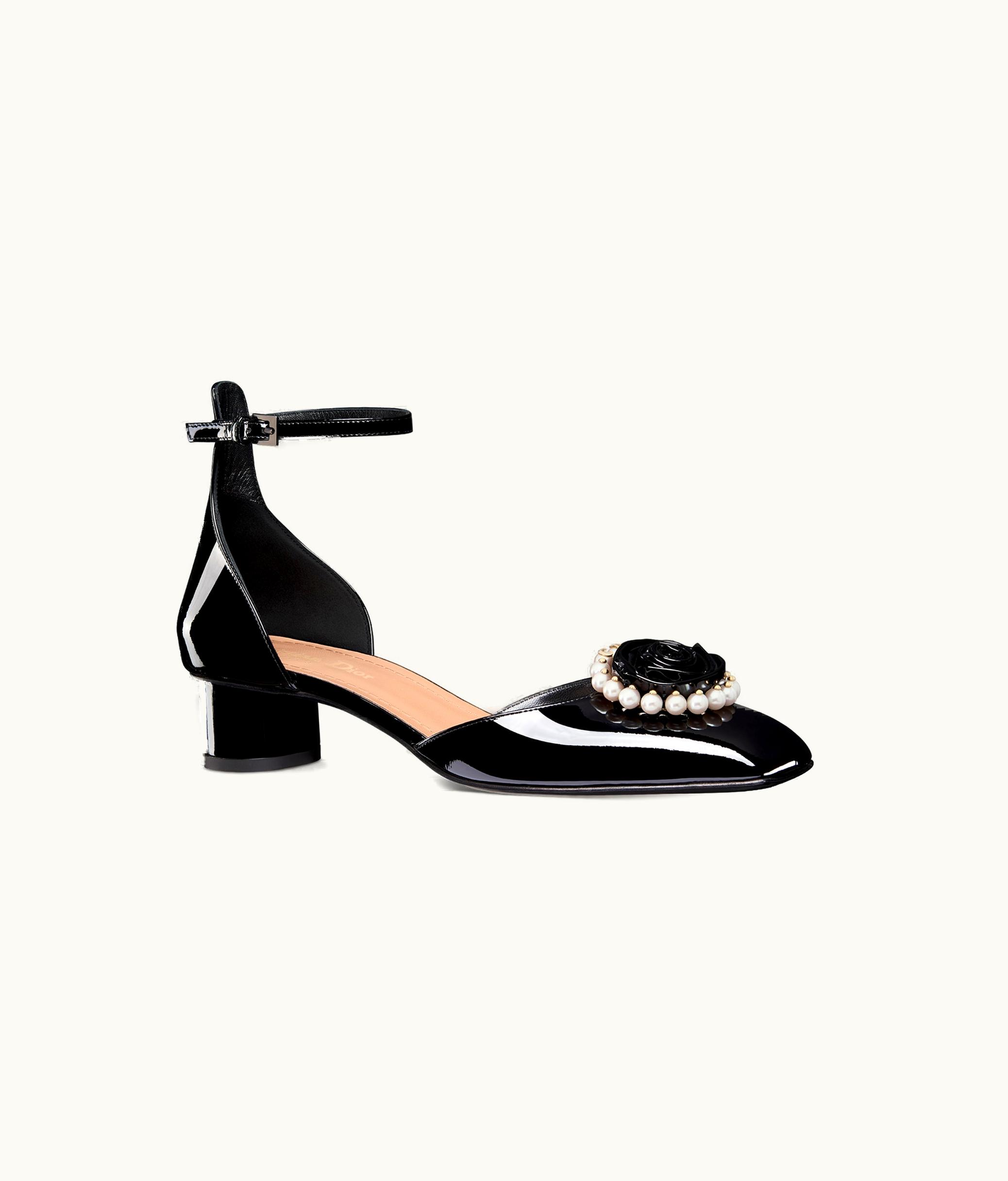 Dior Dior Rose Pump - Black Patent Calfskin And White Resin Pearls
