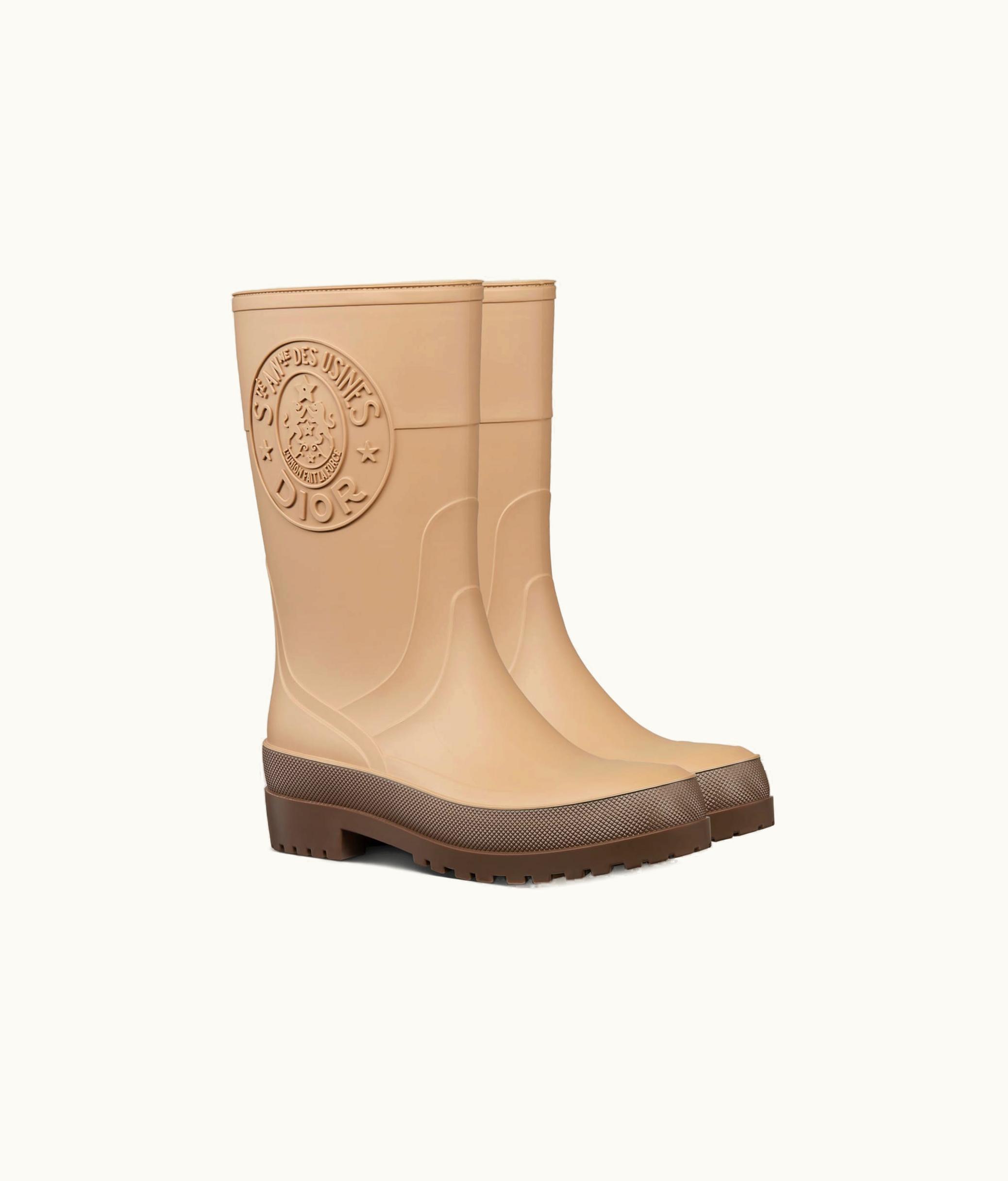 Dior Diorunion Rain Boot - Beige And Brown Two-Tone Rubber With Dior Union Motif