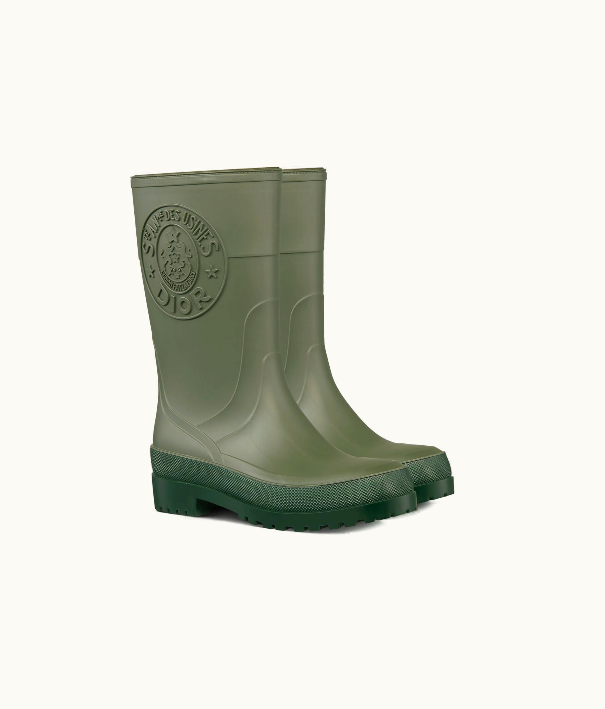 Dior Diorunion Rain Boot - Khaki Rubber With Dior Union Motif