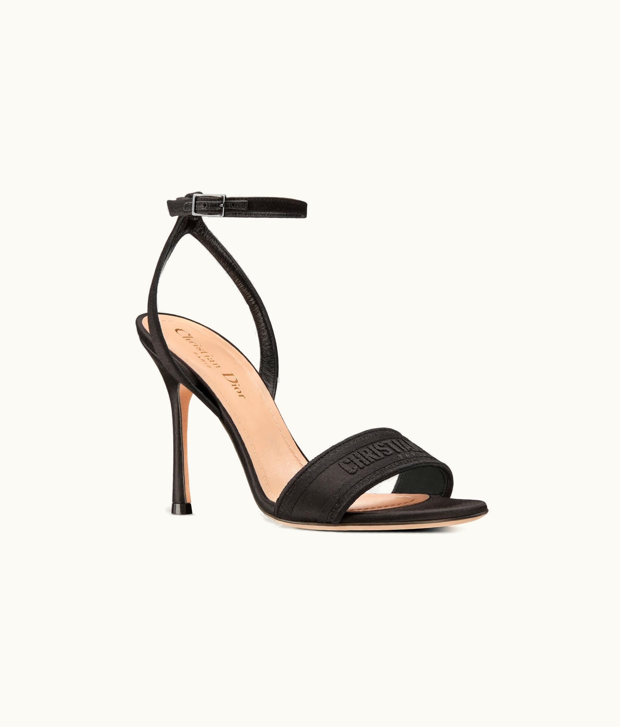 Dior Dior Dway Embroidered Satin And Cotton Heeled Sandal - Black