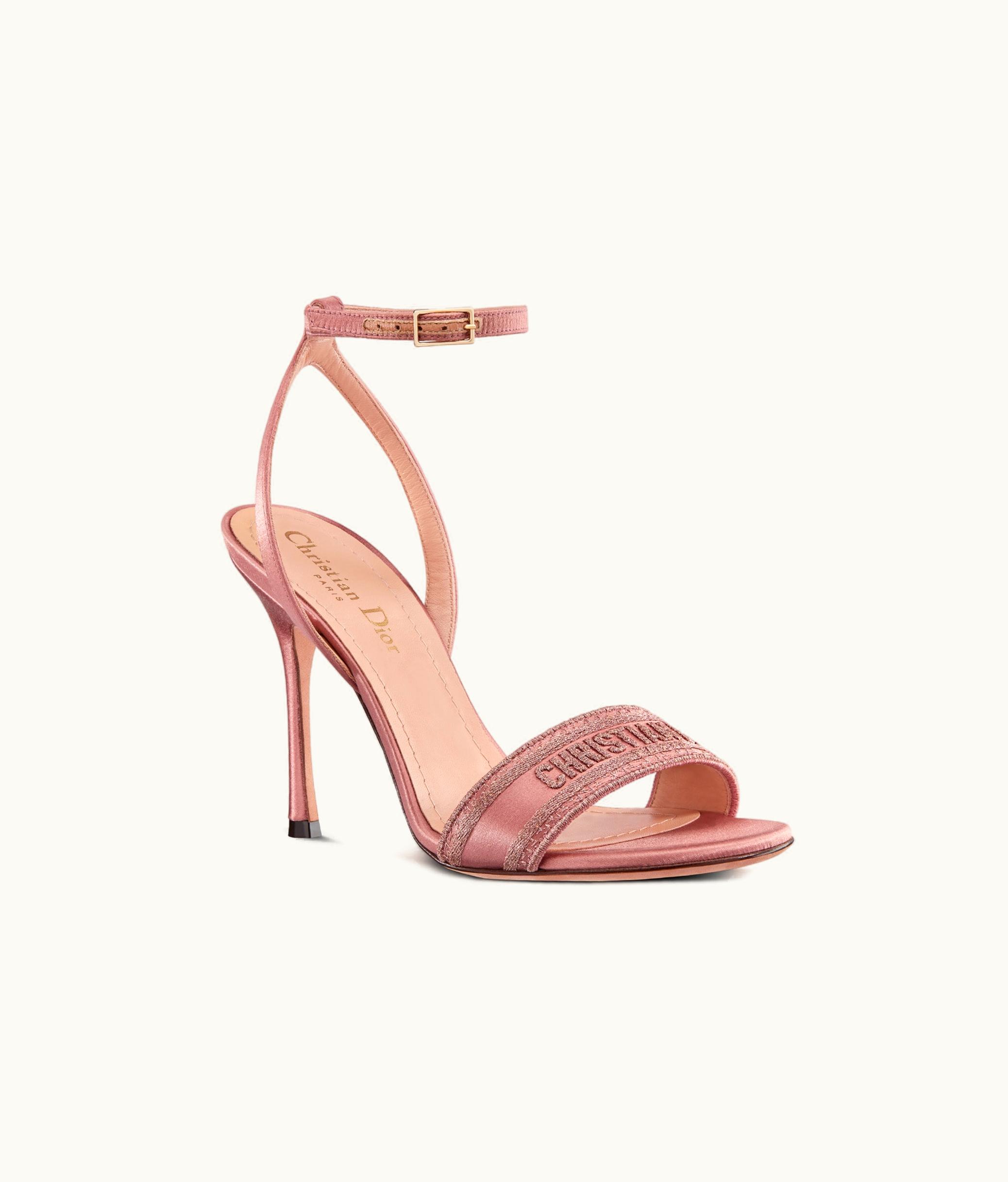 Dior Dior Dway Heeled Sandal - Rose Des Vents Metallic Thread Embroidered Satin