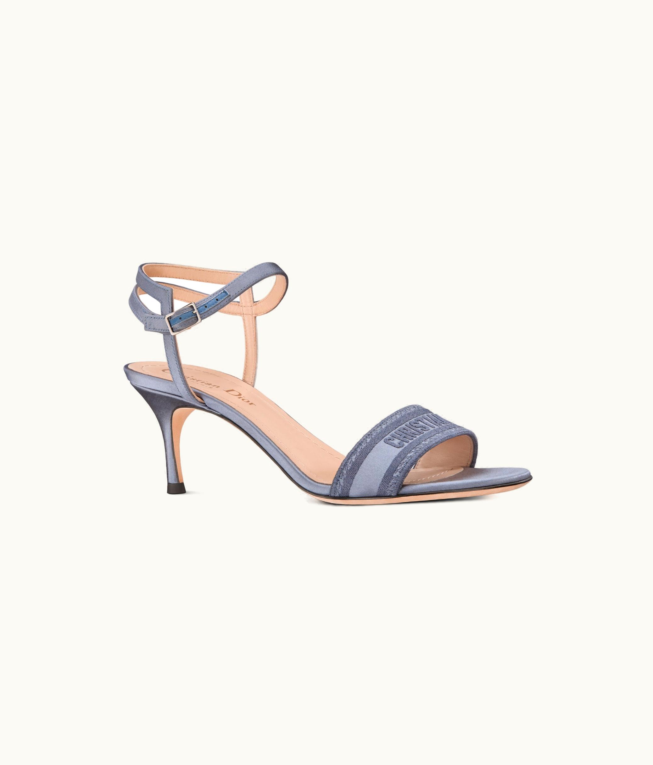Dior Dior Dway Heeled Sandal - Deep Gray Embroidered Satin And Cotton