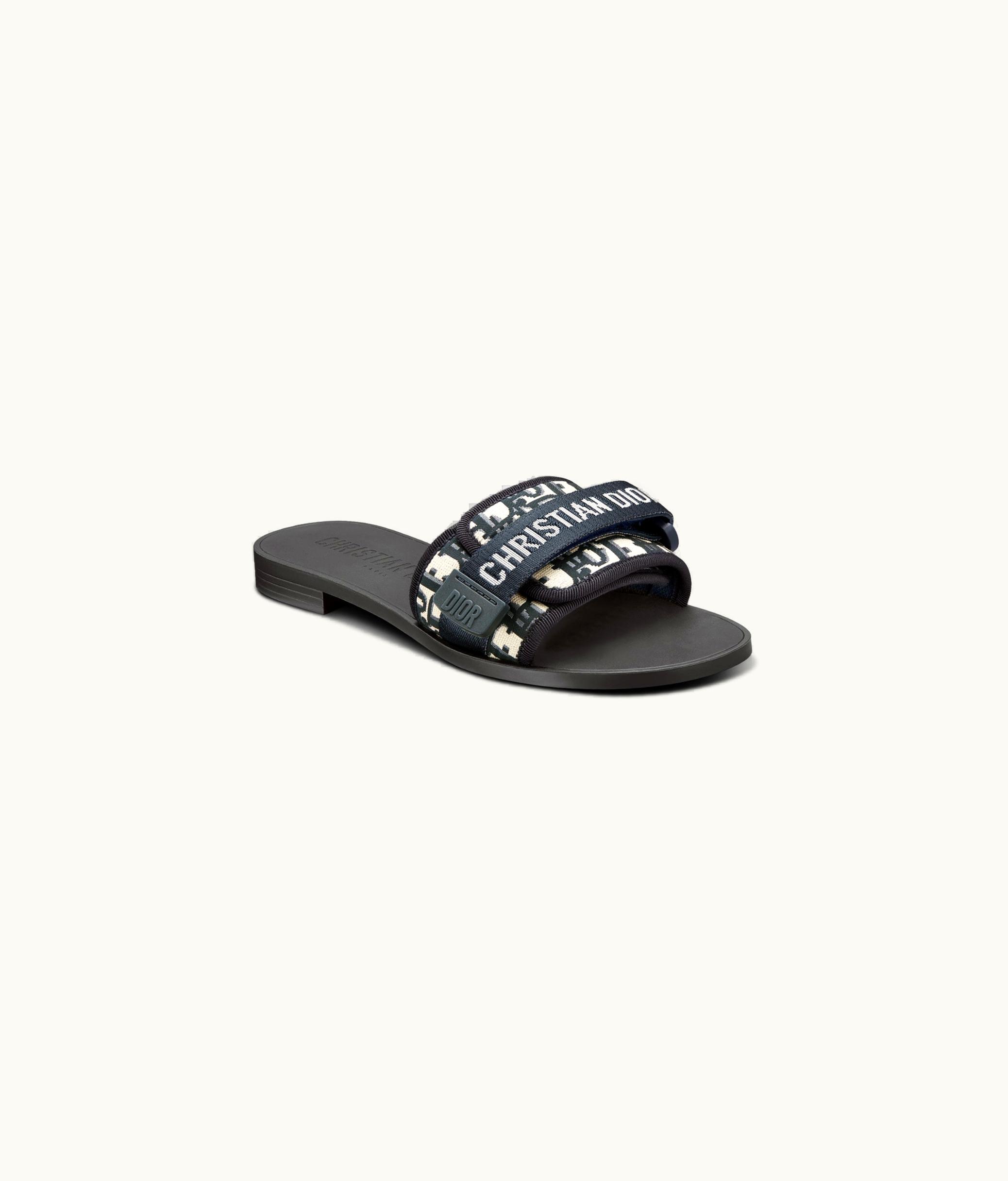 Dior Dio(r)evolution Slide - Shiny Technical Fabric With Deep Blue Dior Oblique Print