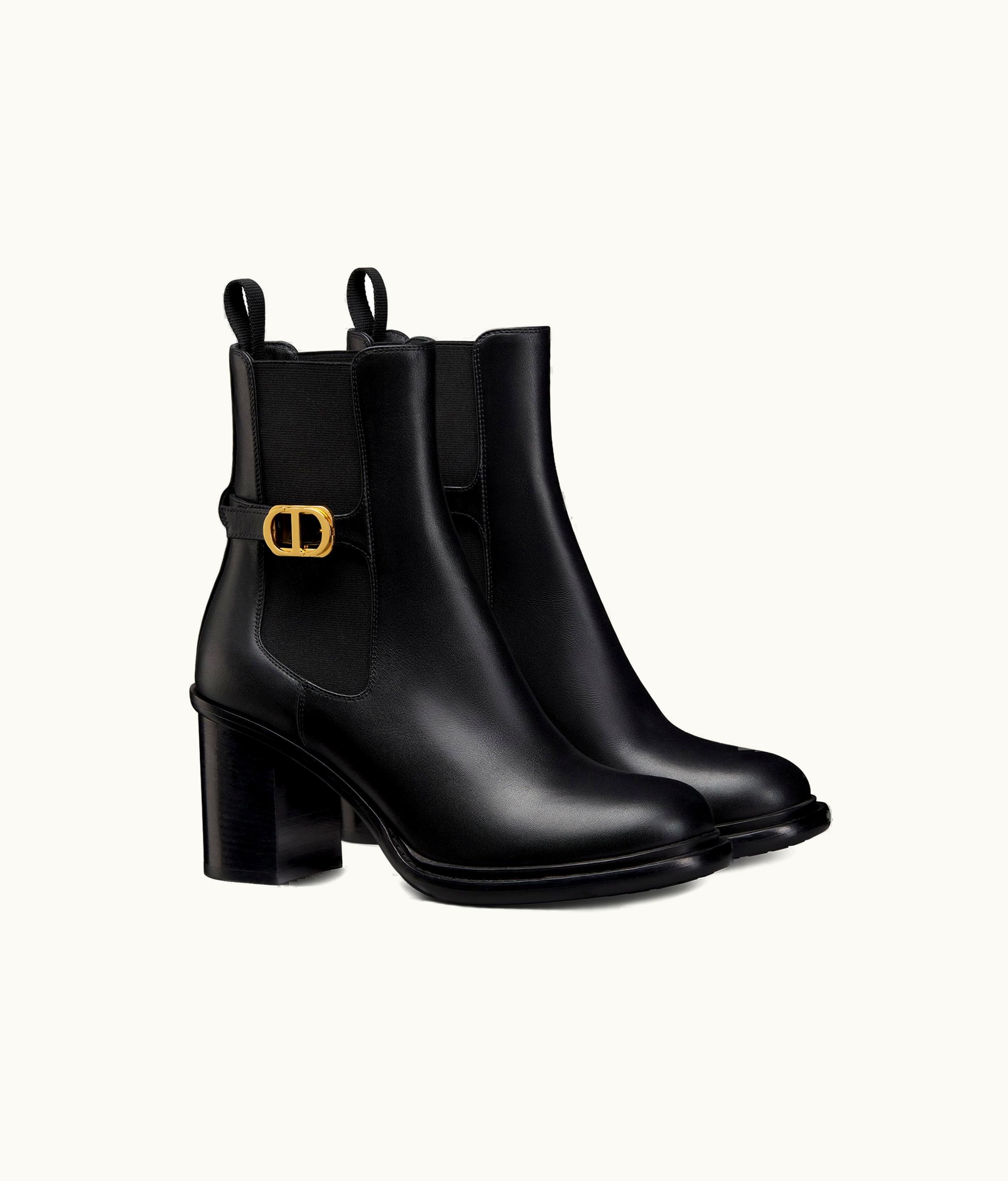 Dior Dior 30 Montaigne Heeled Ankle Boot - Black Supple Calfskin
