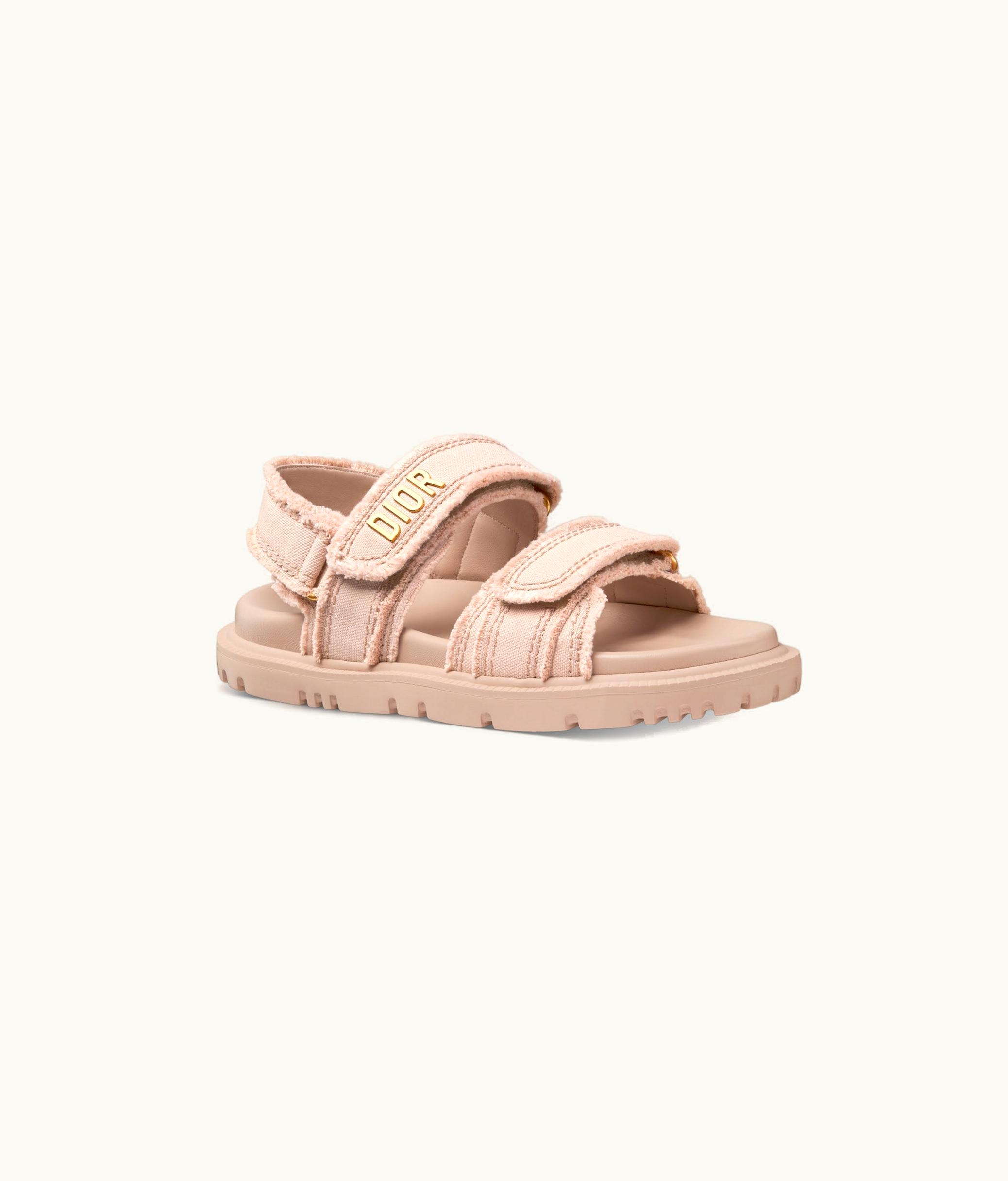 Dior Dioract Sandal - Pink-Beige Fringed Cotton Canvas