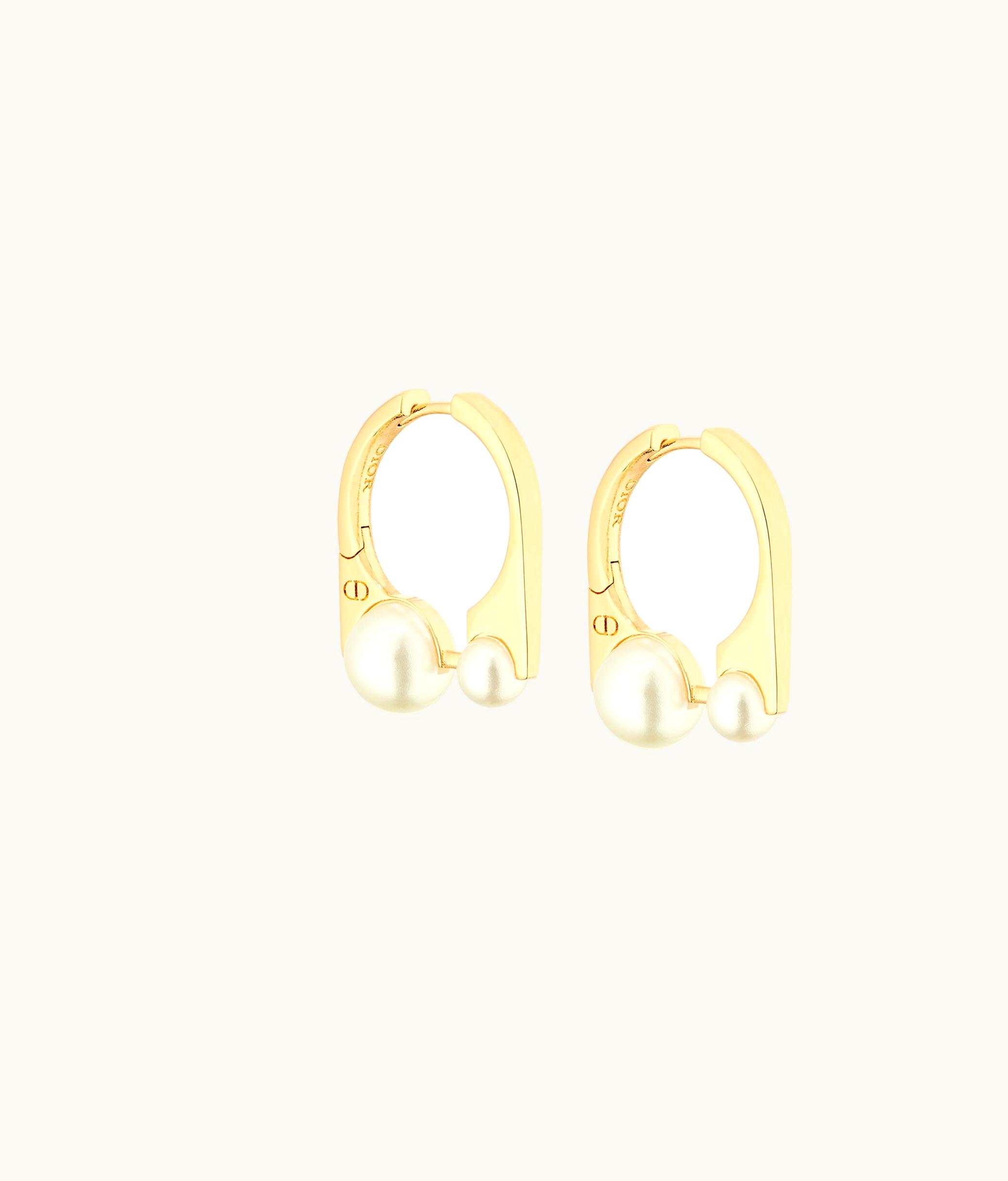 Dior Dior Tribales New Look Mini Earrings - Gold-Finish Metal And White Resin Pearls