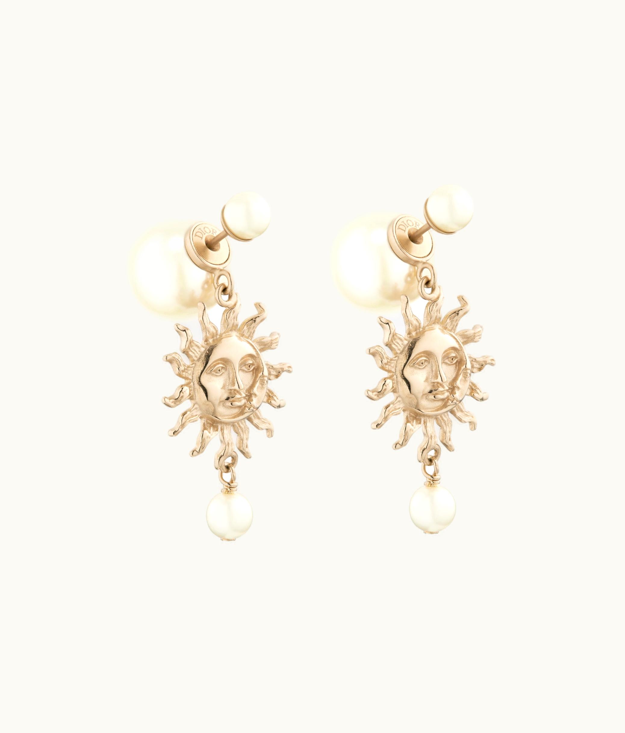 Dior Dior Sunbeam Tribales Earrings - Gold-Finish Metal And White Resin Pearls