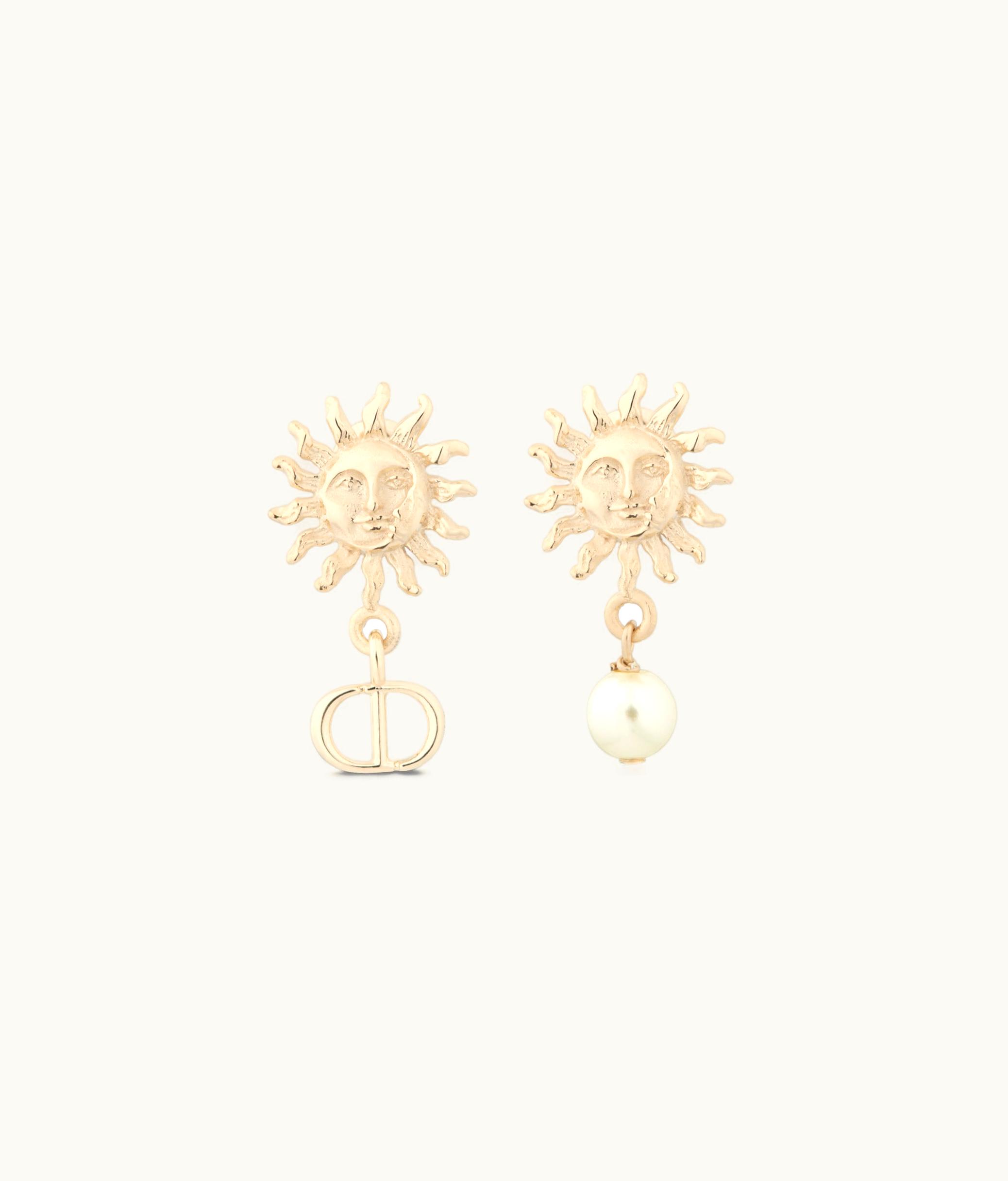 Dior Dior Toile De Jouy Soleil Earrings - Gold-Finish Metal And A White Resin Pearl