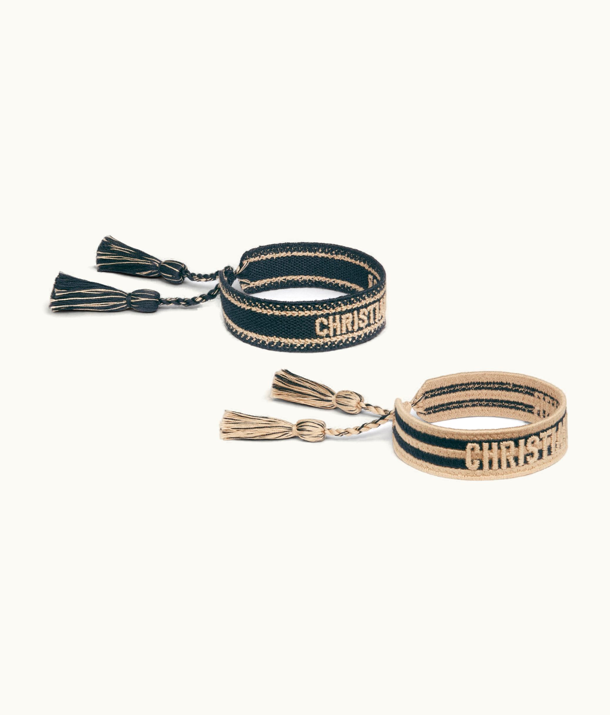 Dior Christian Dior Bracelet Set - Beige And Navy Blue Dior Marinière Embroidery