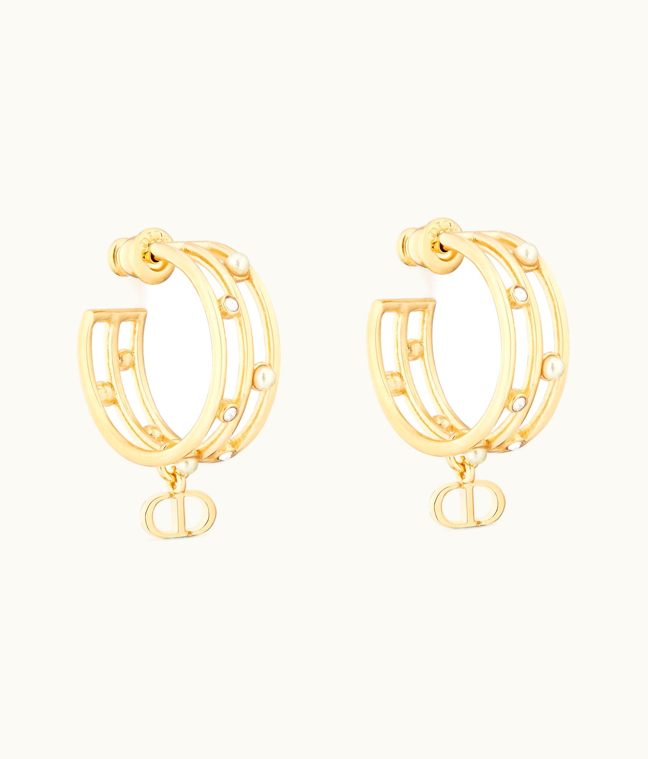 Dior Dior D-Backstage Earrings - Gold-Finish Metal With White Resin Pearls And Silver-Tone Crystals