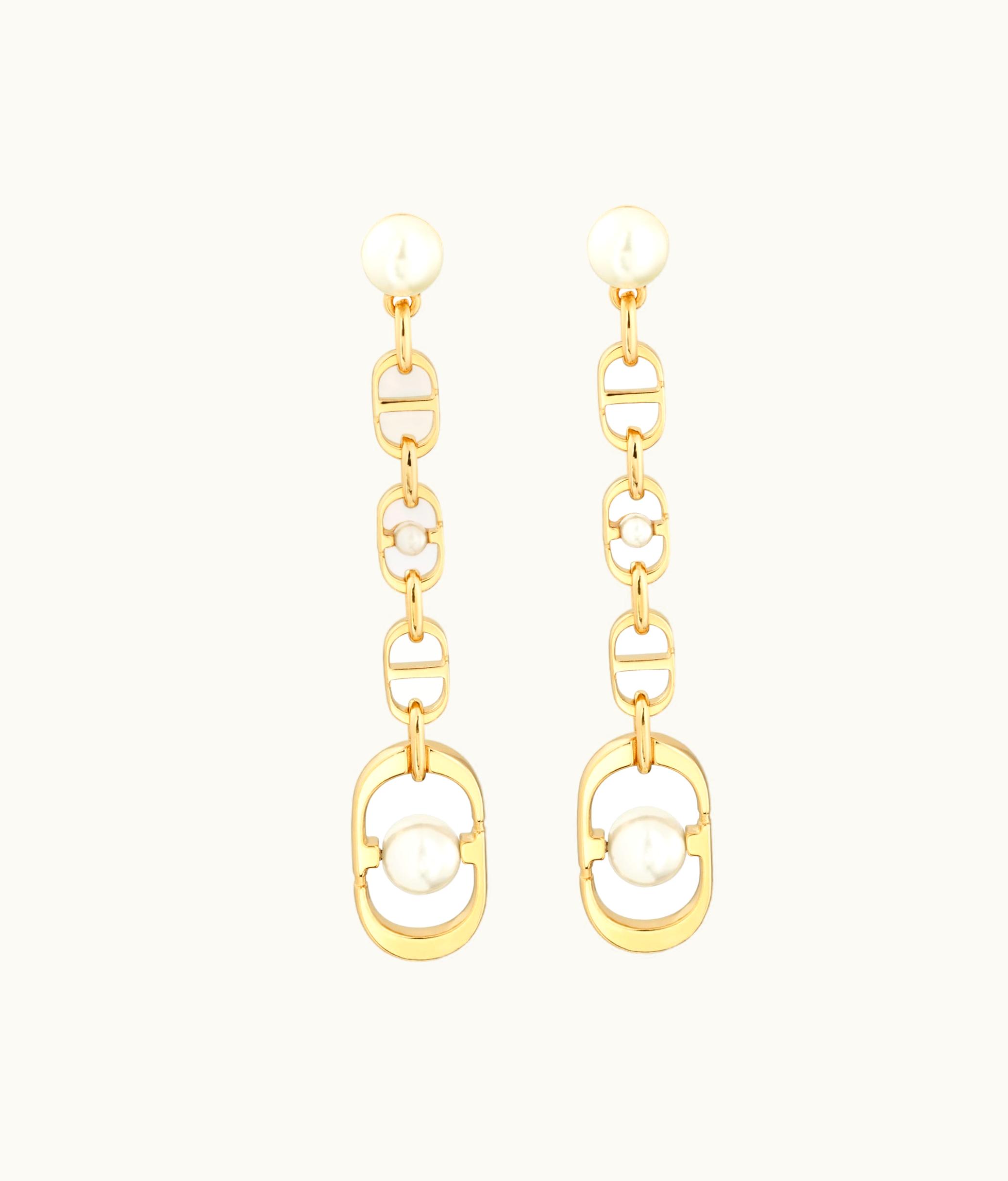 Dior Dior 30 Montaigne Jolie 2024 Earrings - Gold-Finish Metal And White Resin Pearls