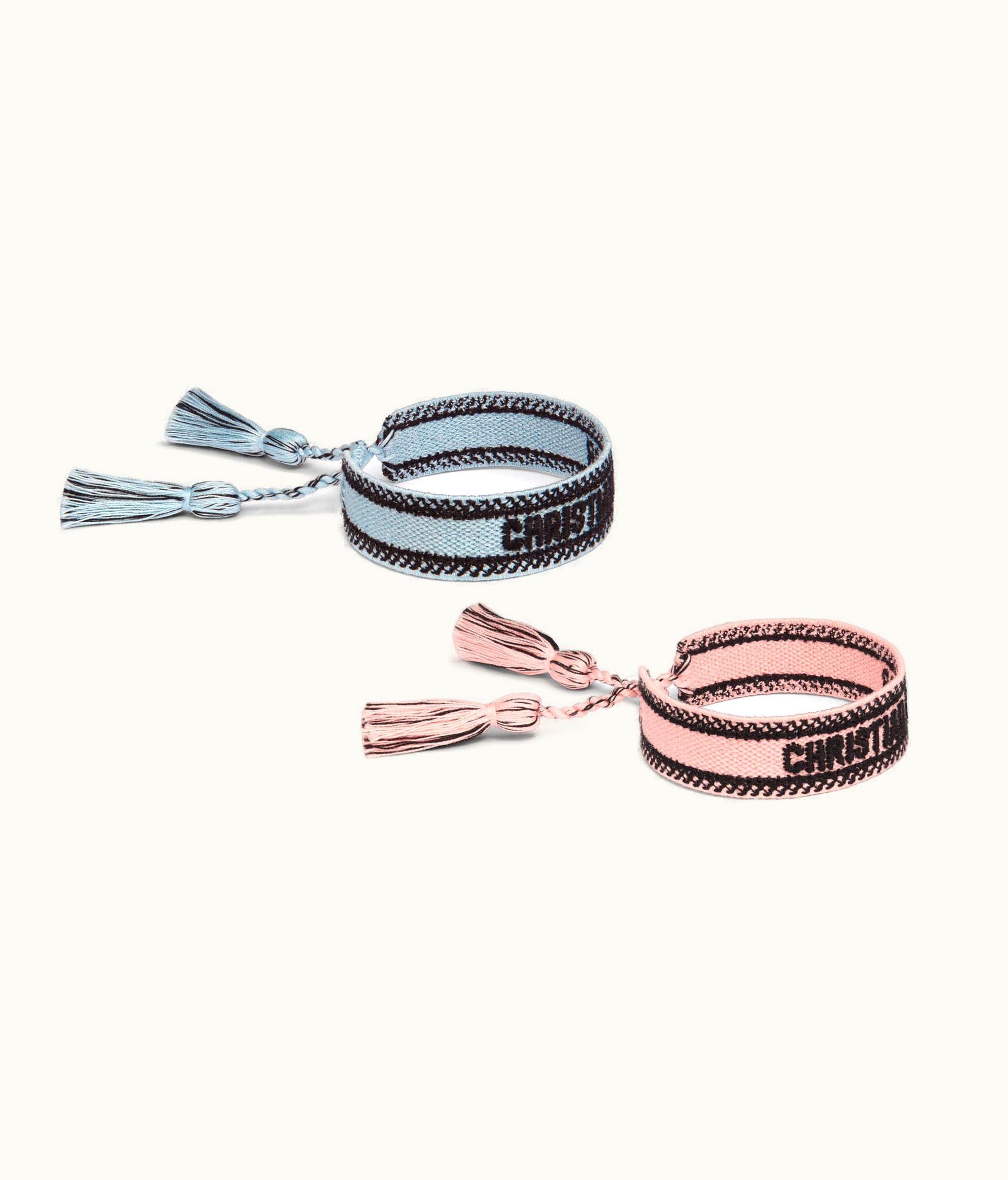 Dior Christian Dior Bracelet Set - Pastel Pink And Blue Embroidery