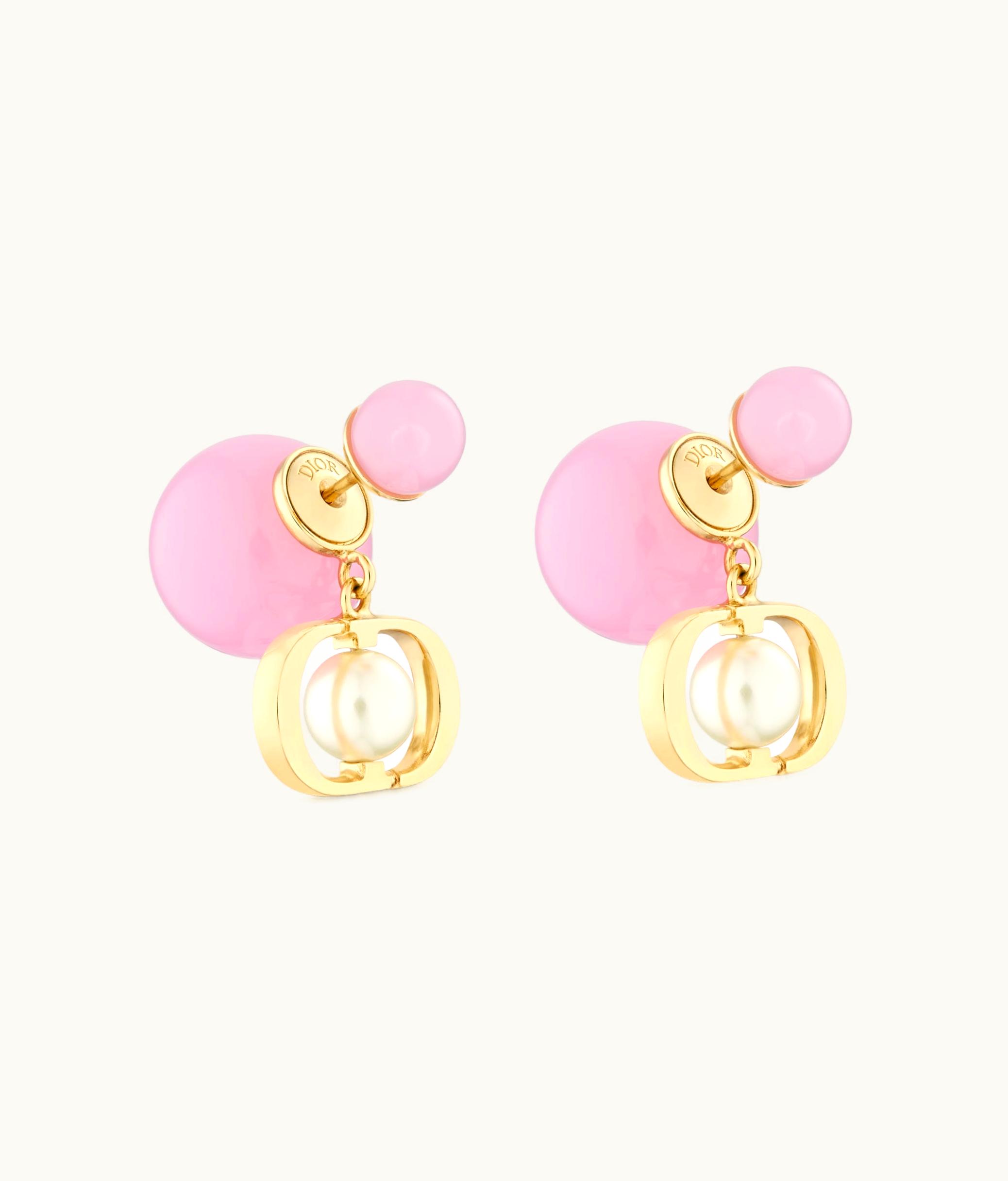 Dior Dior Tribales Earrings - Gold-Finish Metal With White Resin Pearls And Cadmium Pink Transparent Resin Pearls