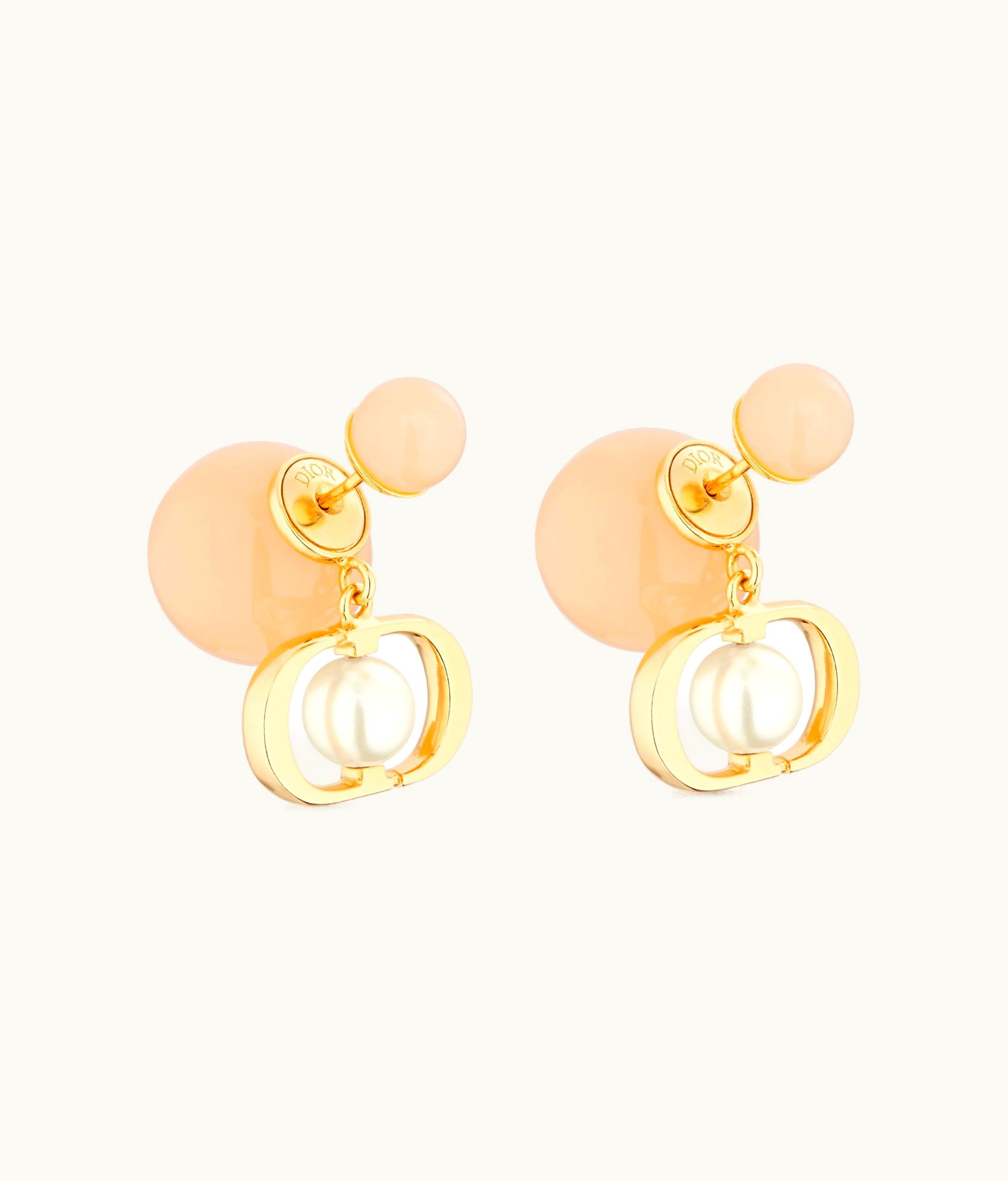 Dior Dior Tribales Earrings - Gold-Finish Metal With White Resin Pearls And Pastel Mustard Transparent Resin Pearls